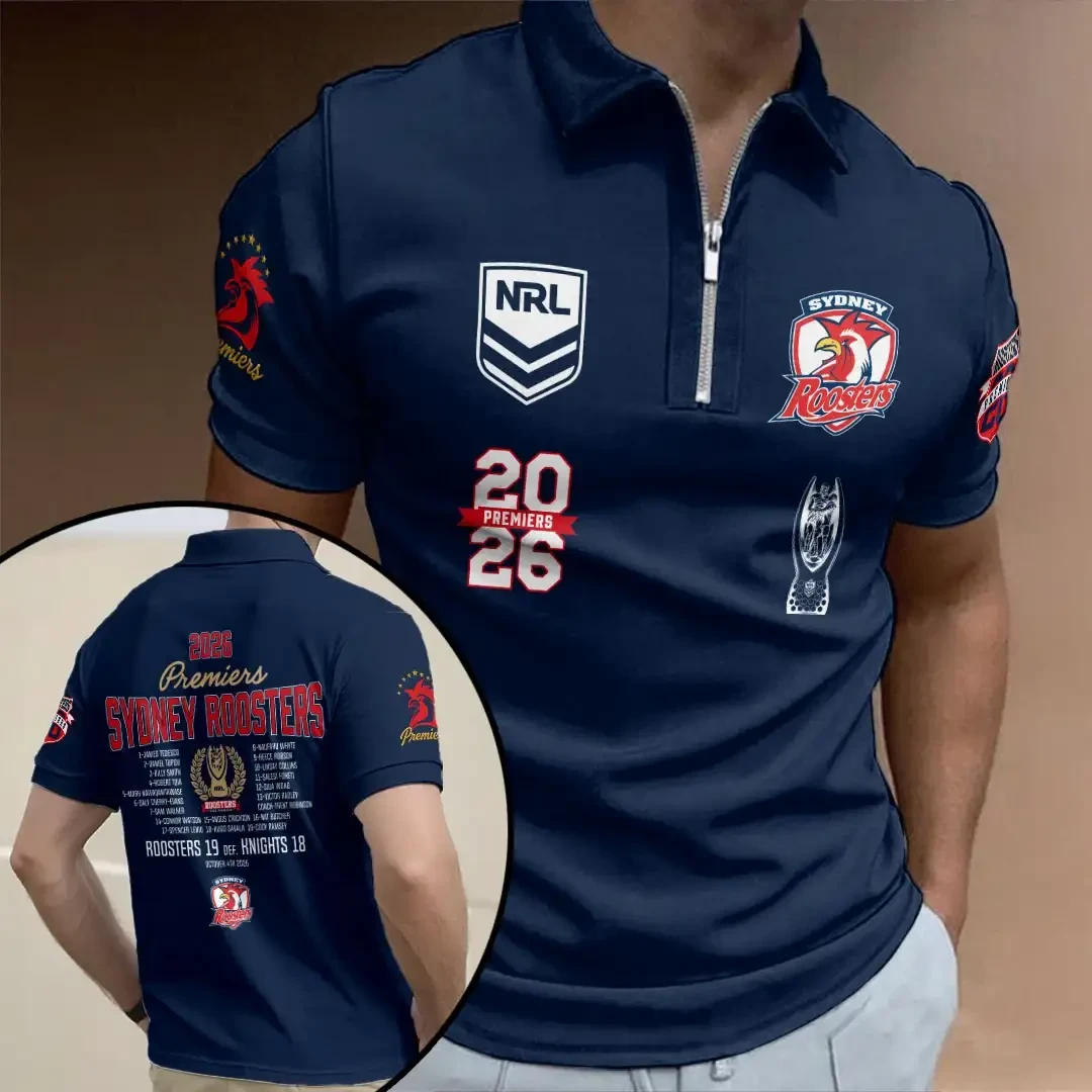 Sydney Roosters 2026 Premiers Zip Polo Shirt NRL Champions Team Merch Gift For Fans 1 - Unicasport Sydney Roosters 2026 Premiers Zip Polo Shirt NRL Champions Team Merch Gift For Fans