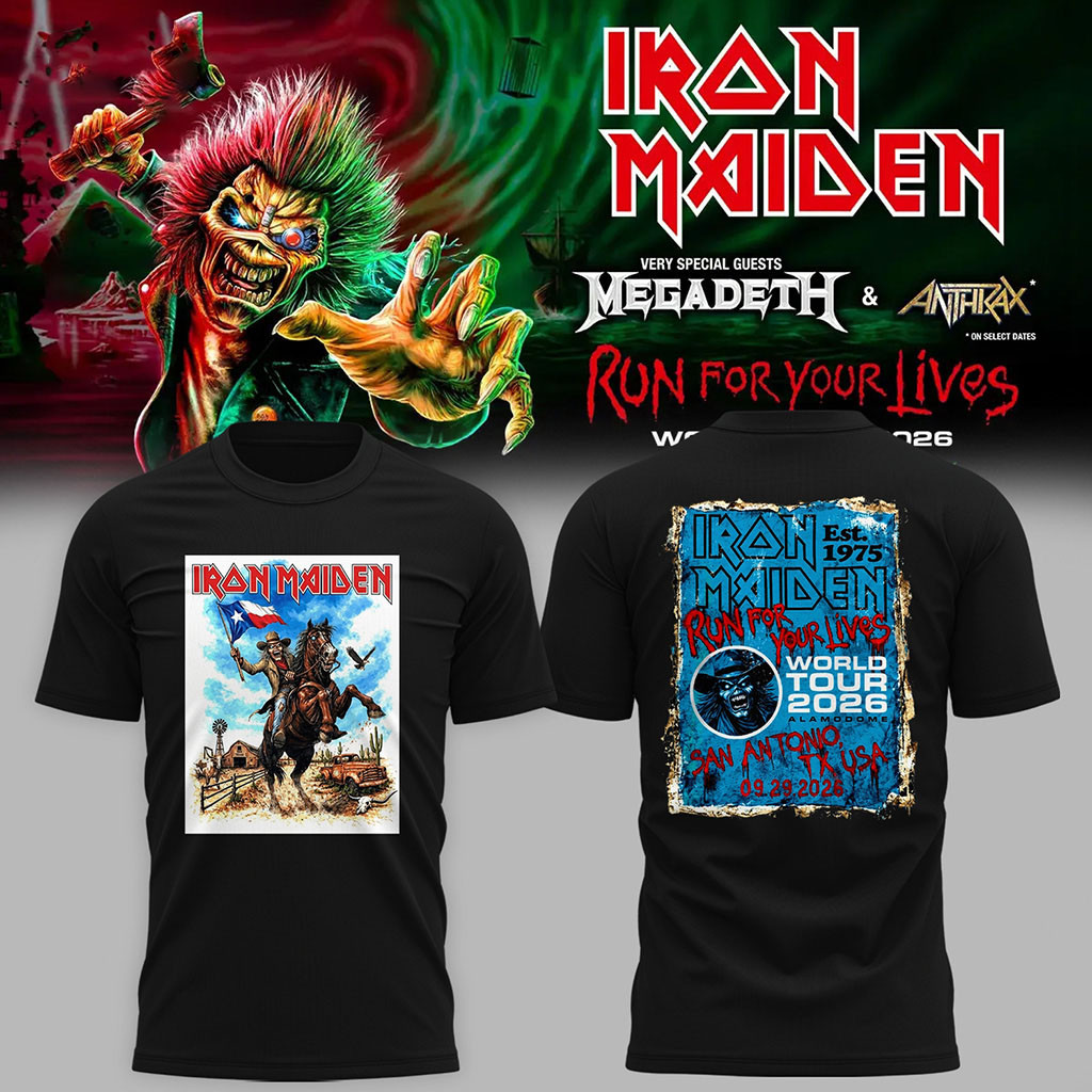 Iron Maiden San Antonio TX Event 2026 Run For Your Lives Tour T-Shirt Iron Maiden Merch 1 - Unicasport Iron Maiden San Antonio TX Event 2026 Run For Your Lives Tour T-Shirt Iron Maiden Merch