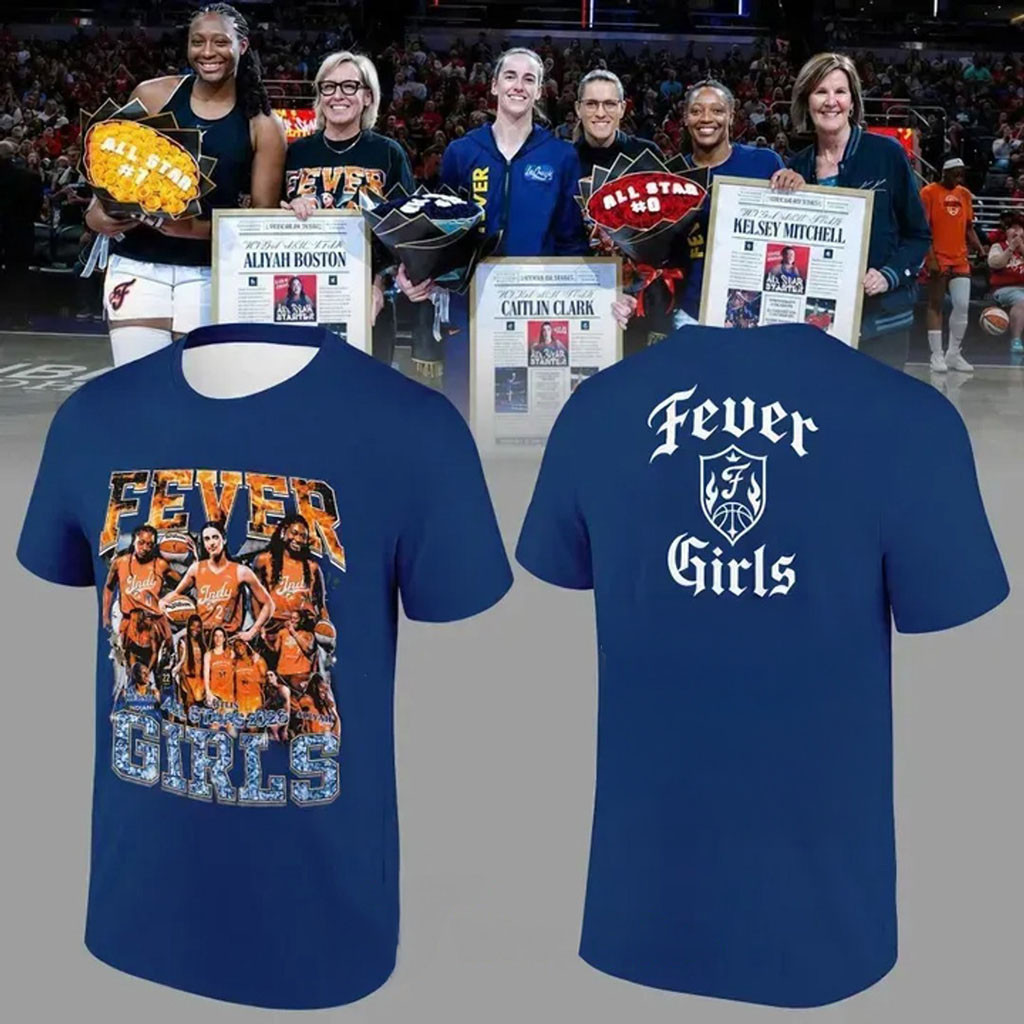 Indiana Fever Merch All Stars Aliyah Boston x Caitlin Clark x Kelsey Mitchell Blue Shirt Gift 1 - Unicasport Indiana Fever Merch All Stars Aliyah Boston x Caitlin Clark x Kelsey Mitchell Blue Shirt Gift