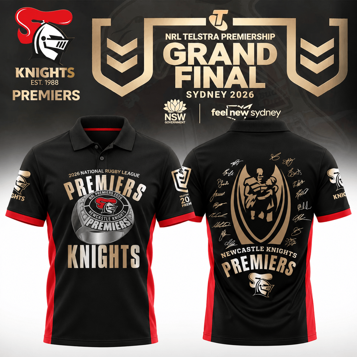 Newcastle Knights 2026 NRL Premiers Polo Shirt Black Where Be Belong Shirt Rugby Fan Gear 1 - Unicasport Newcastle Knights 2026 NRL Premiers Polo Shirt Black Where Be Belong Shirt Rugby Fan Gear