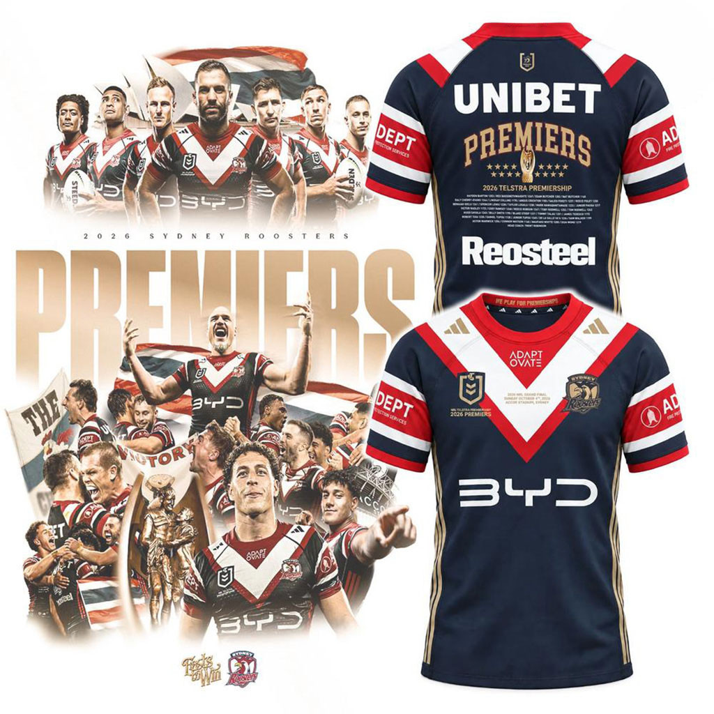 Sydney Roosters NRL Premiers 2026 T-Shirt Sydney Roosters Merch Gift Ideas For Fans 1 - Unicasport Sydney Roosters NRL Premiers 2026 T-Shirt Sydney Roosters Merch Gift Ideas For Fans