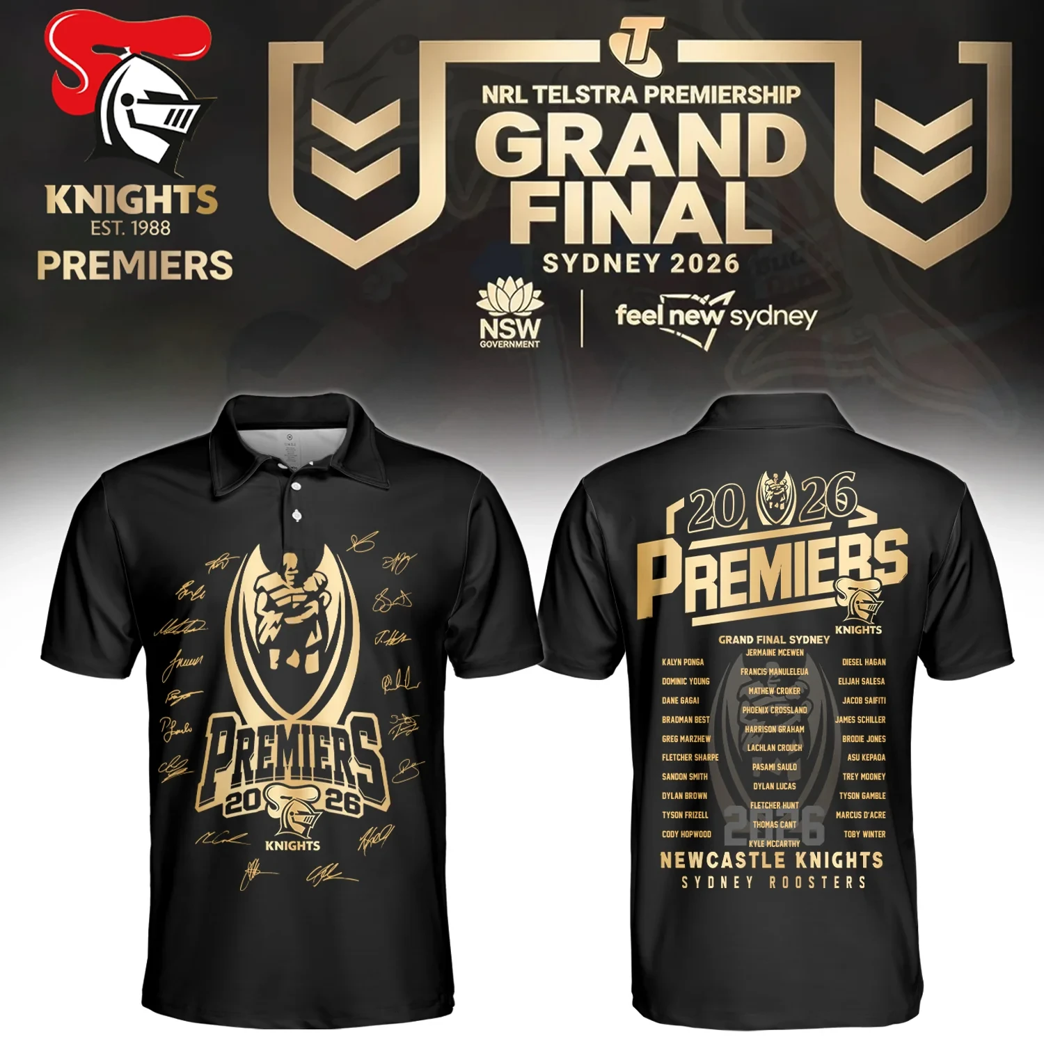 Newcastle Knights Merch 2026 NRL Premiers Signed Polo Shirt Gifts Idea For Brother 1 - Unicasport Newcastle Knights Merch 2026 NRL Premiers Signed Polo Shirt Gifts Idea For Brother
