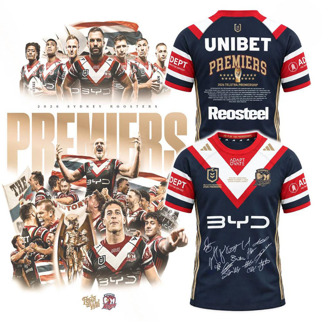 Sydney Roosters NRL Premiers 2026 T-Shirt Sydney Roosters Merch Gift Ideas For Husband 1 - Unicasport Sydney Roosters NRL Premiers 2026 T-Shirt Sydney Roosters Merch Gift Ideas For Husband