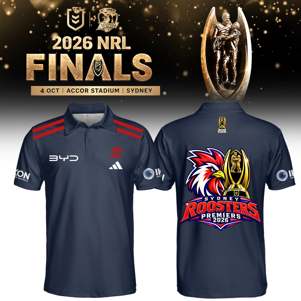 Sydney Roosters NRL 2026 Premiers Polo ShirtSydney Roosters Clothing Rugby Fan Gear 1 - Unicasport Sydney Roosters NRL 2026 Premiers Polo ShirtSydney Roosters Clothing Rugby Fan Gear