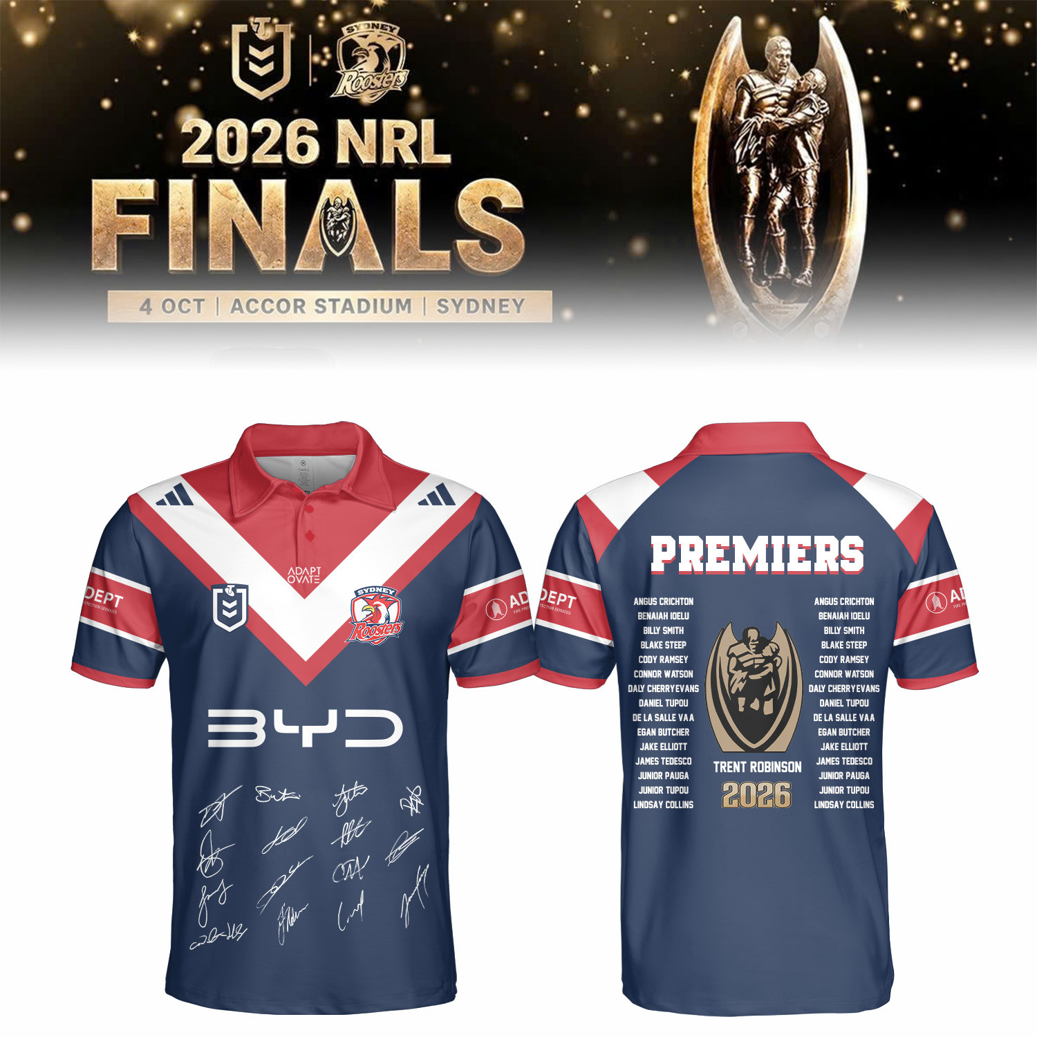 Sydney Roosters 2026 NRL Premiers Signature Polo Shirt Sydney Roosters Merch Best Fan Gear 1 - Unicasport Sydney Roosters 2026 NRL Premiers Signature Polo Shirt Sydney Roosters Merch Best Fan Gear
