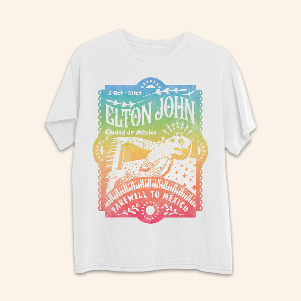 Elton John Merch Rainbow Papel Picado Shirt Farewell To Mexico Concert Apparel Gifts Ideas 1 - Unicasport Elton John Merch Rainbow Papel Picado Shirt Farewell To Mexico Concert Apparel Gifts Ideas