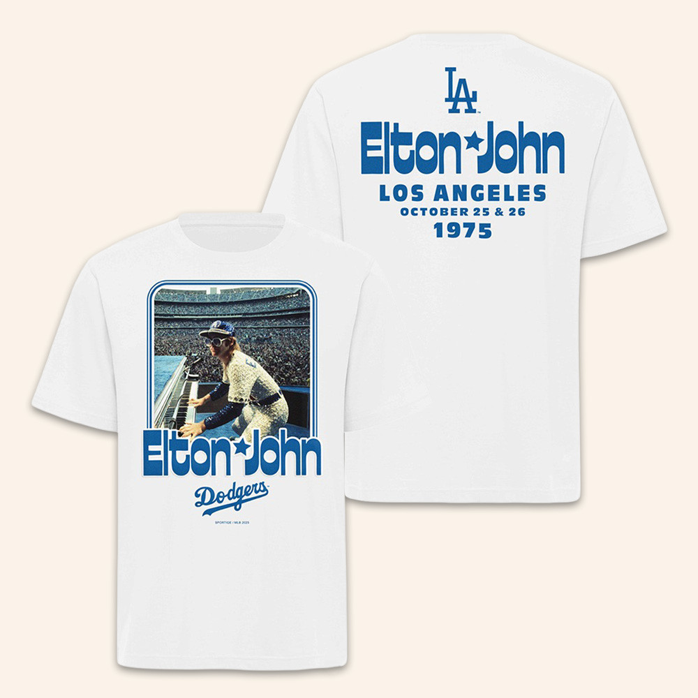 Elton John Merch x Sportiqe White Dodgers 1975 Shirt Elton John Dodger Stadium Tee Gifts Ideas 1 - Unicasport Elton John Merch x Sportiqe White Dodgers 1975 Shirt Elton John Dodger Stadium Tee Gifts Ideas