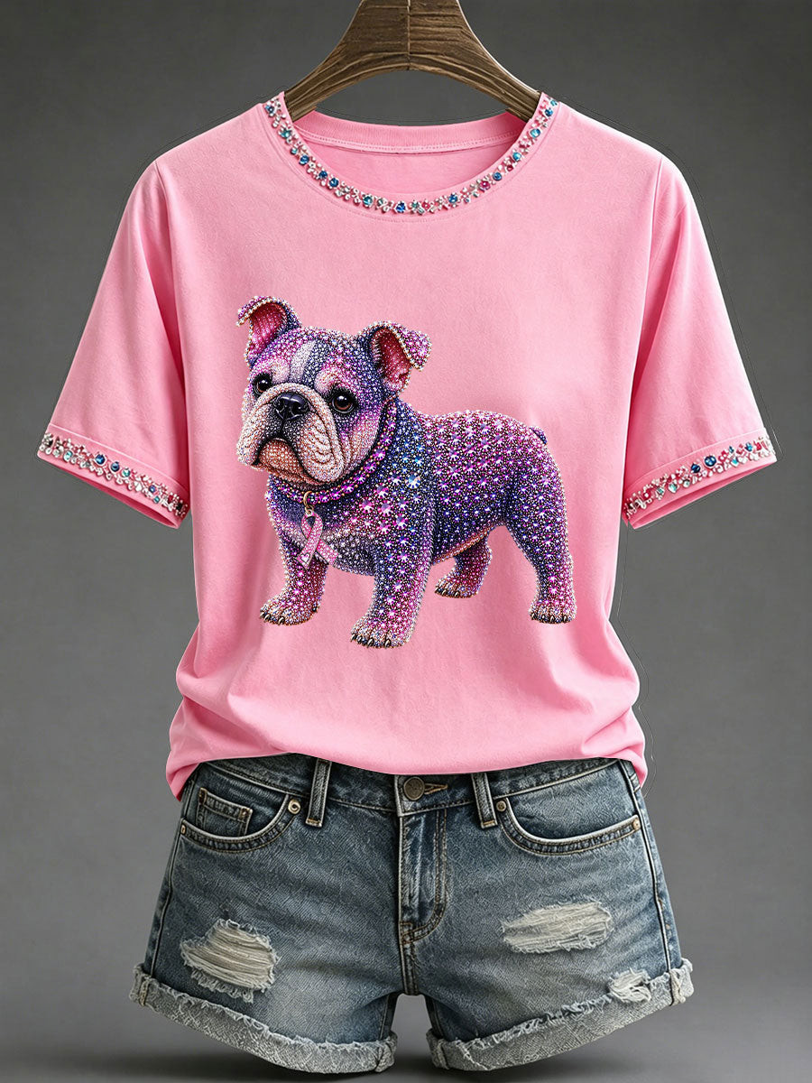 Bulldog Dog Merch Breast Cancer Ribbon T-Shirt Cute Apparel Gift For Mom 1 - Unicasport Bulldog Dog Merch Breast Cancer Ribbon T-Shirt Cute Apparel Gift For Mom