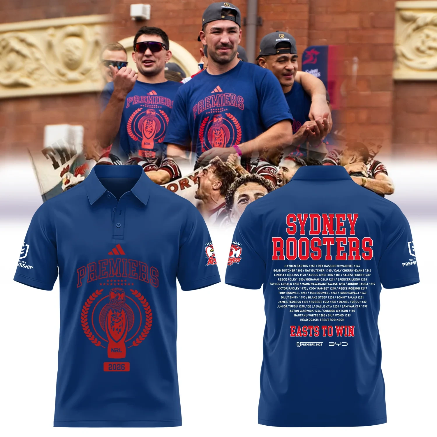 Sydney Roosters NRL Premiers 2026 Polo Shirt Sydney Roosters Clothes Presents For Boyfriend 1 - Unicasport Sydney Roosters NRL Premiers 2026 Polo Shirt Sydney Roosters Clothes Presents For Boyfriend