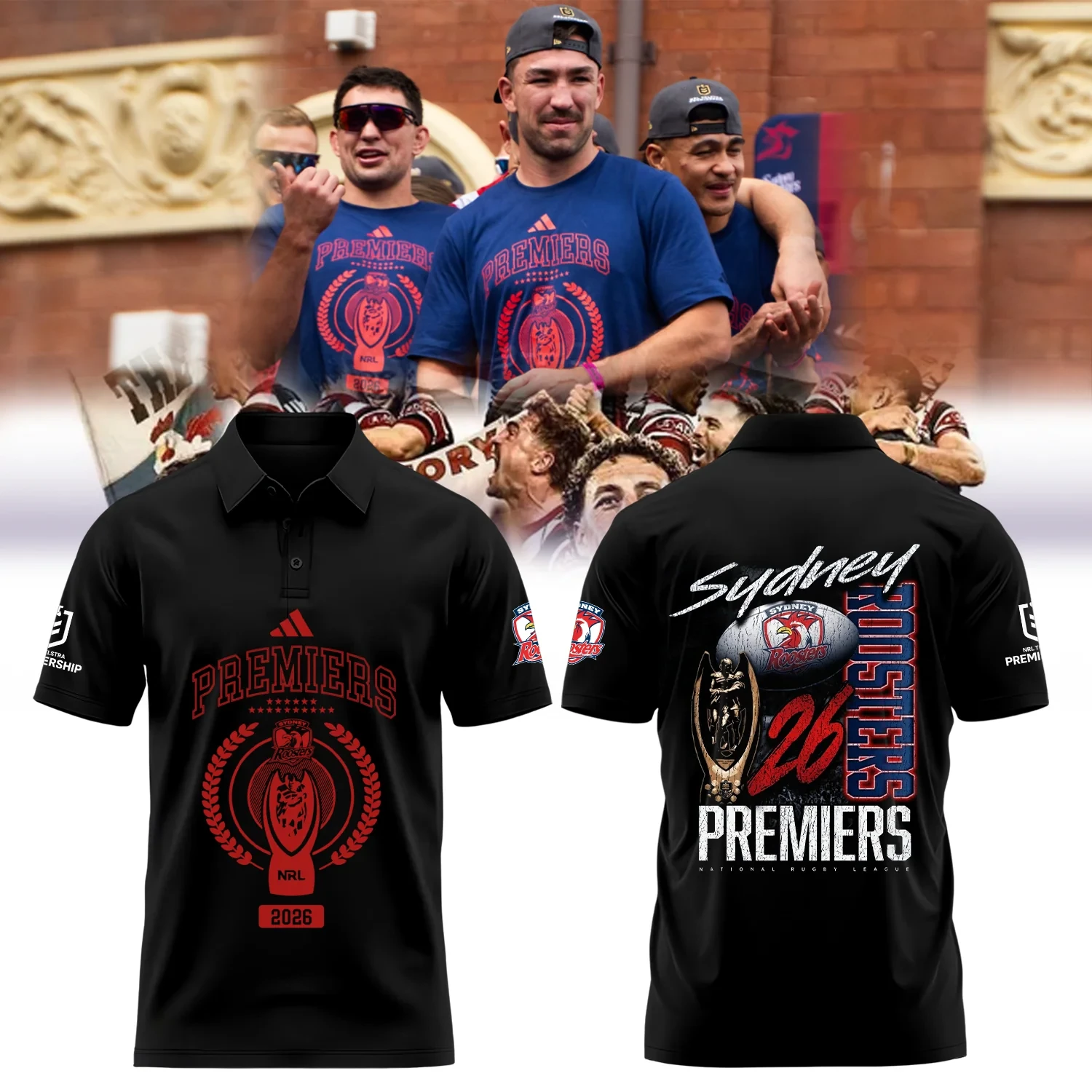 Sydney Roosters NRL Premiers 2026 Polo Shirt Sydney Roosters Merch Rugby Fan Gears 1 - Unicasport Sydney Roosters NRL Premiers 2026 Polo Shirt Sydney Roosters Merch Rugby Fan Gears