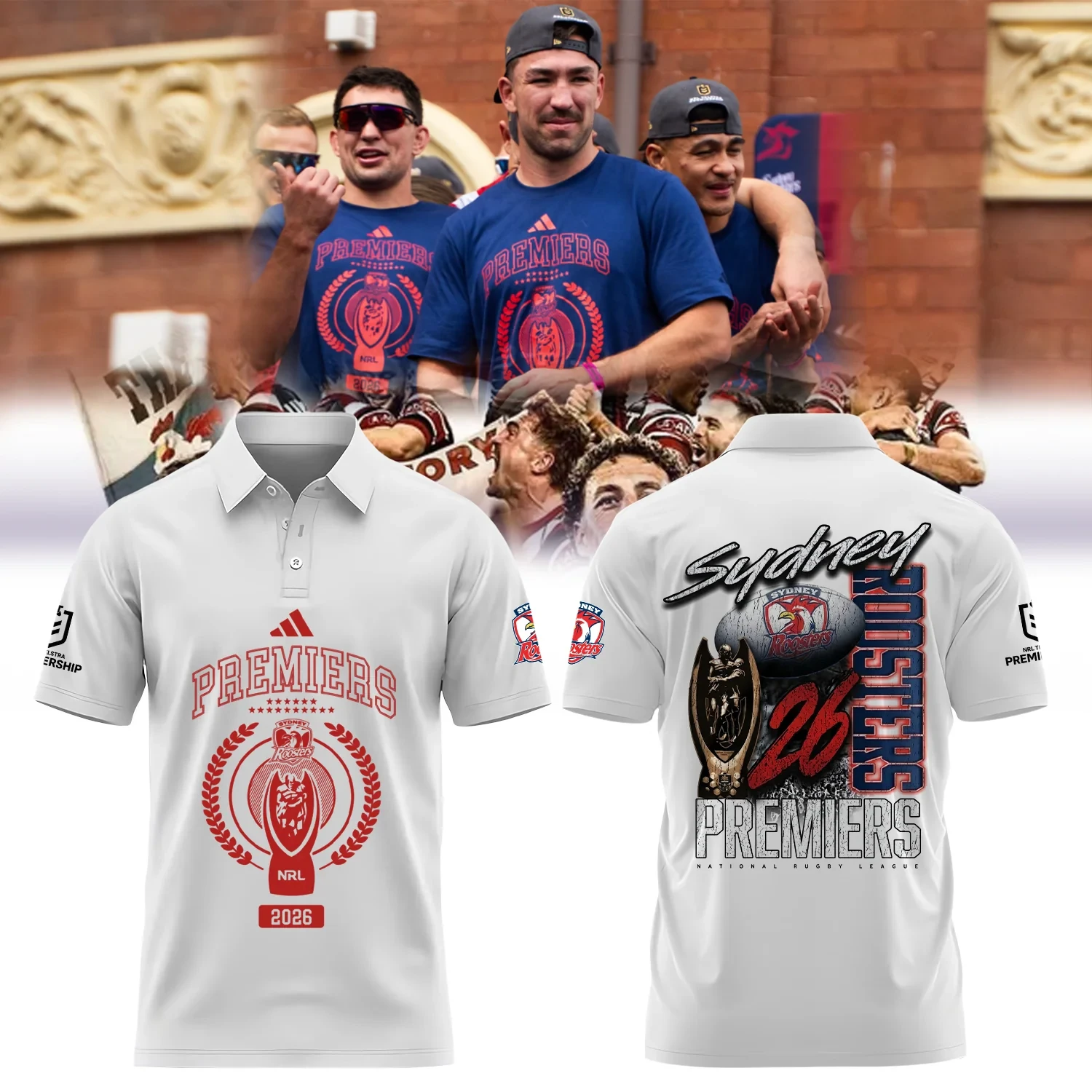 Sydney Roosters NRL Premiers 2026 Polo Shirt Sydney Roosters Merch Unique Fan Gear 1 - Unicasport Sydney Roosters NRL Premiers 2026 Polo Shirt Sydney Roosters Merch Unique Fan Gear