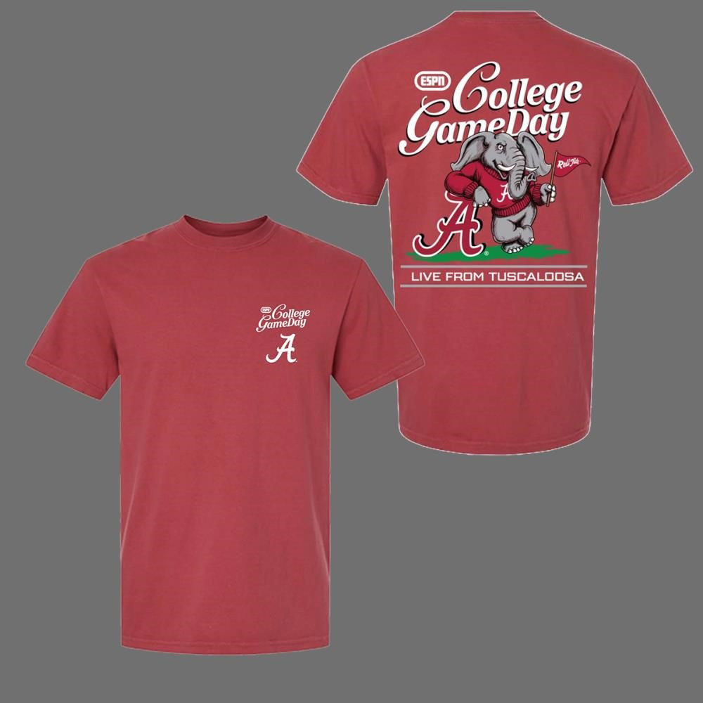 ESPN College GameDay Live From Tuscaloosa Alabama Crimson Tide Elephant T-Shirt ESPN Merch 1 - Unicasport ESPN College GameDay Live From Tuscaloosa Alabama Crimson Tide Elephant T-Shirt ESPN Merch