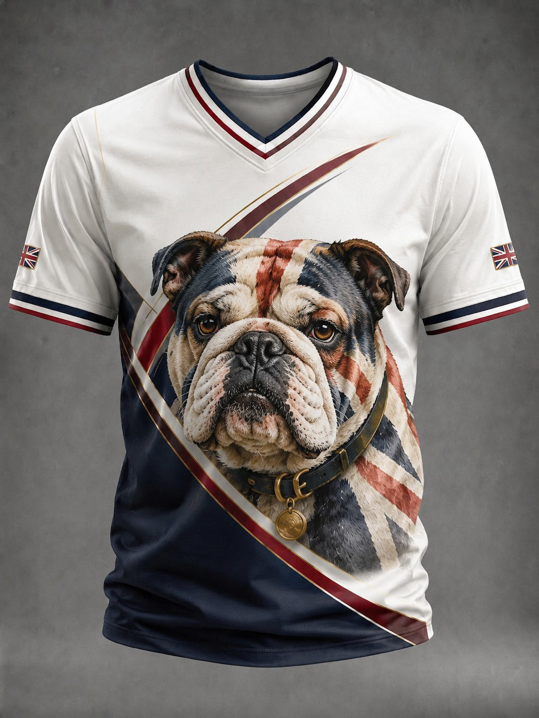 British Bulldog Merch Union Jack Flag V-Neck T-Shirt Retro 90s Dog Apparel Gift For Husband 1 - Unicasport British Bulldog Merch Union Jack Flag V-Neck T-Shirt Retro 90s Dog Apparel Gift For Husband