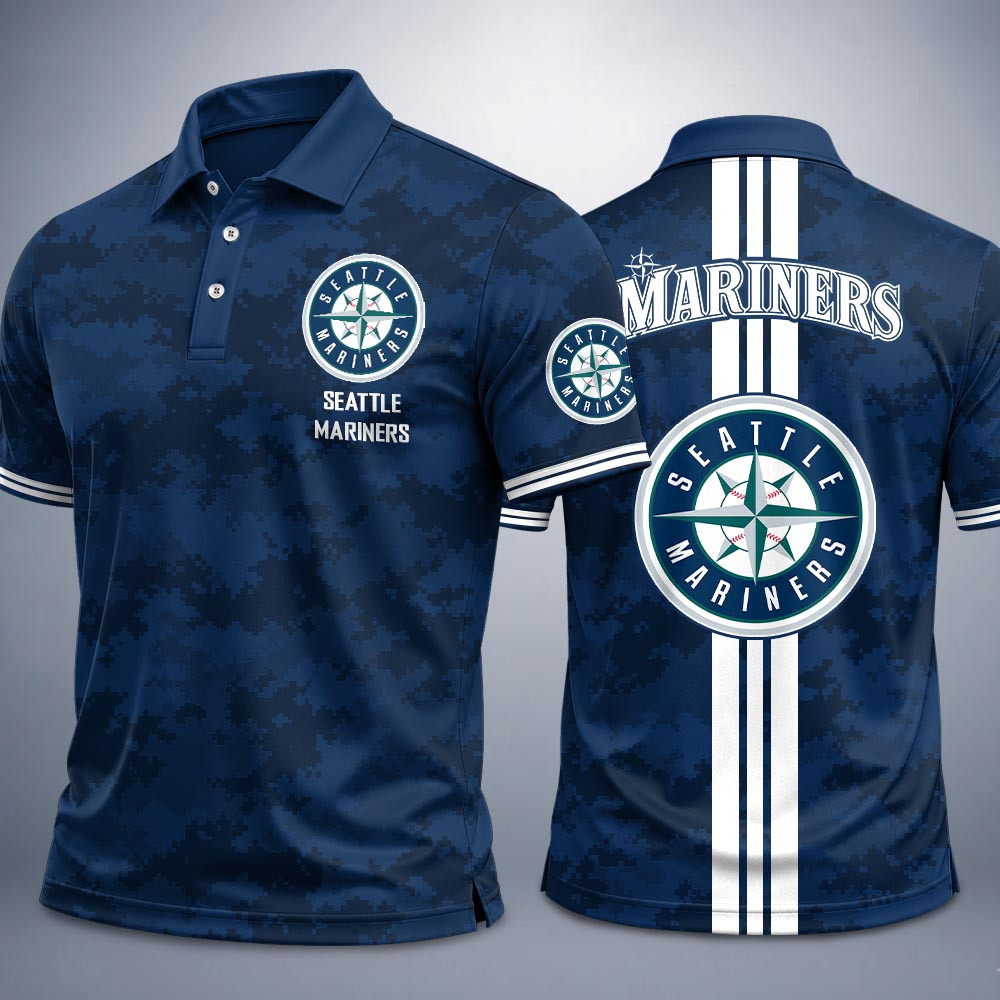 Seattle Mariners Merch Camo Polo Shirt Mariners Baseball Pride Gear Mariners Fan Gift