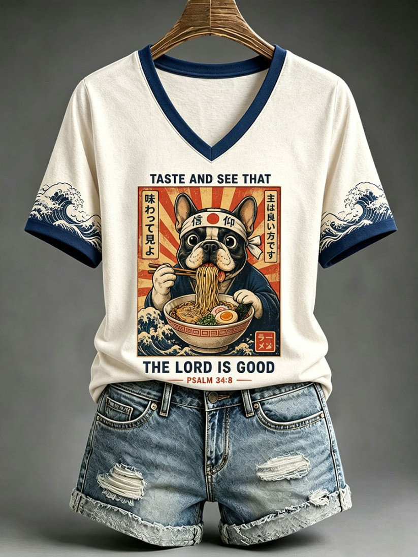Women's Taste And See That The Lord Is Good V-Neck T-Shirt Women's Apparel Gift 1 - Unicasport Women's Taste And See That The Lord Is Good V-Neck T-Shirt Women's Apparel Gift