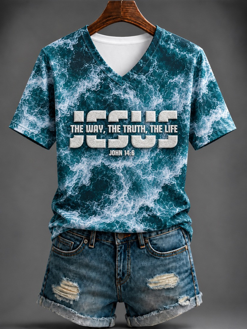 Jesus The Way The Truth The Life V-Neck T-Shirt Christian Faith Apparel Gift 1 - Unicasport Jesus The Way The Truth The Life V-Neck T-Shirt Christian Faith Apparel Gift