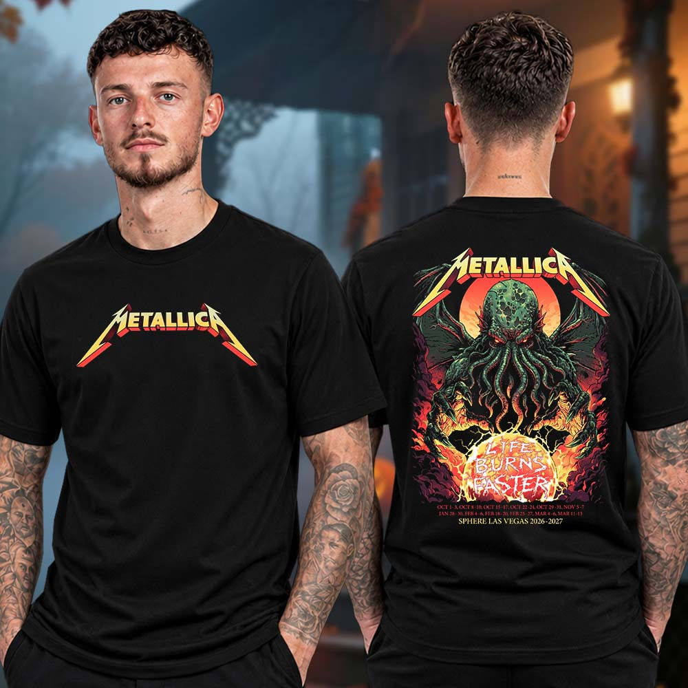 Metallica Merch Life Burns Faster Cthulhu Sphere Las Vegas 2026 2027 T-Shirt Presents For Metallica Fans 1 - Unicasport Metallica Merch Life Burns Faster Cthulhu Sphere Las Vegas 2026 2027 T-Shirt Presents For Metallica Fans