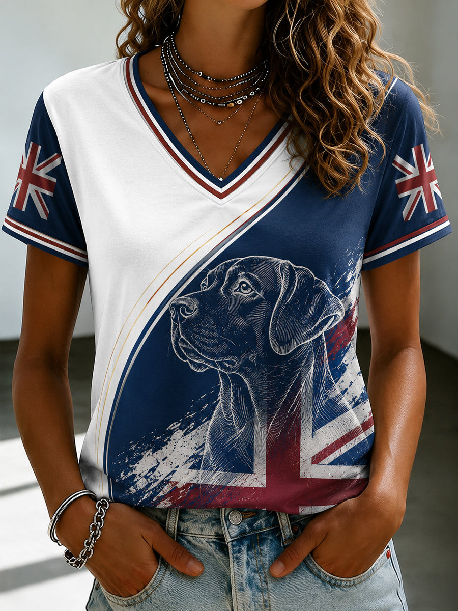 Labrador Retriever Merch Union Jack Flag V-Neck T-Shirt Apparel Gift For Wife 1 - Unicasport Labrador Retriever Merch Union Jack Flag V-Neck T-Shirt Apparel Gift For Wife