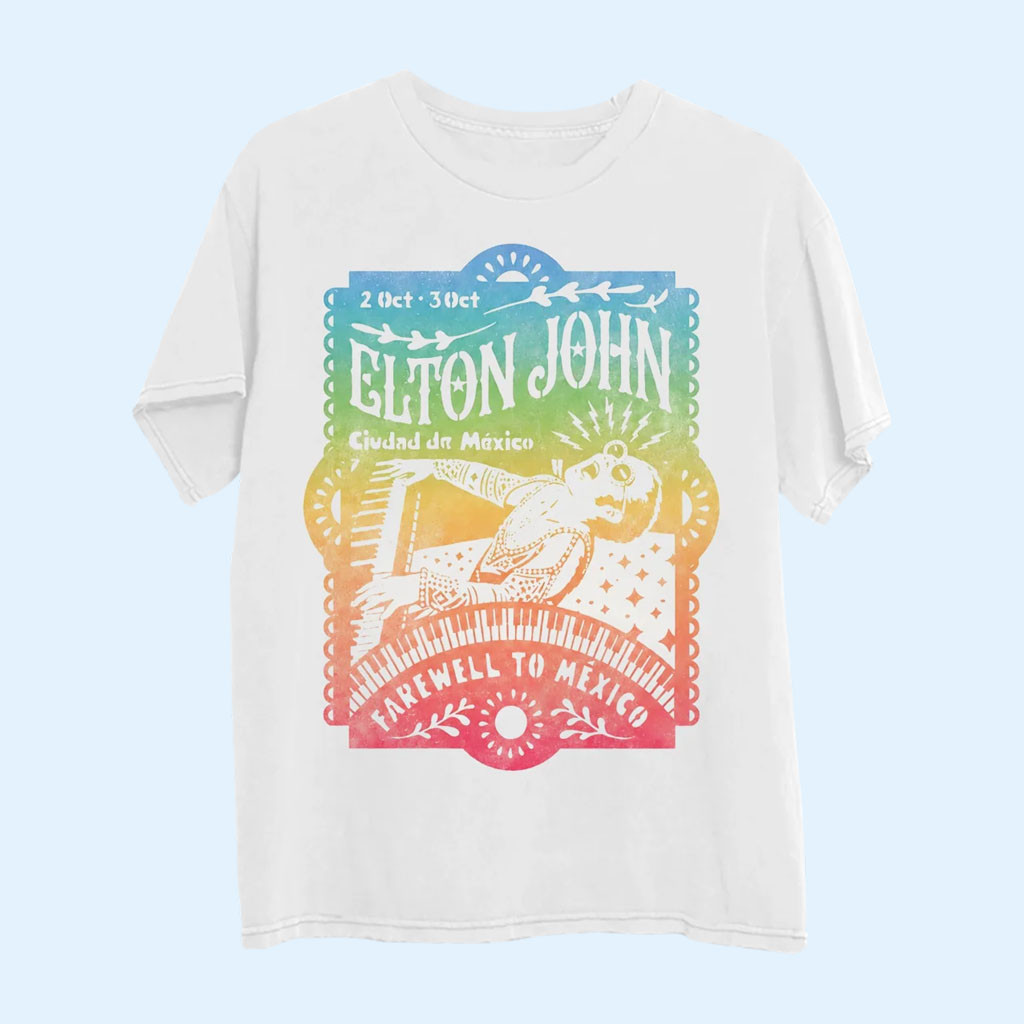 Elton John Merch 2026 Rainbow Papel Picado T-Shirt Elton John Farewell Tour Merch Fan Gifts 1 - Unicasport Elton John Merch 2026 Rainbow Papel Picado T-Shirt Elton John Farewell Tour Merch Fan Gifts