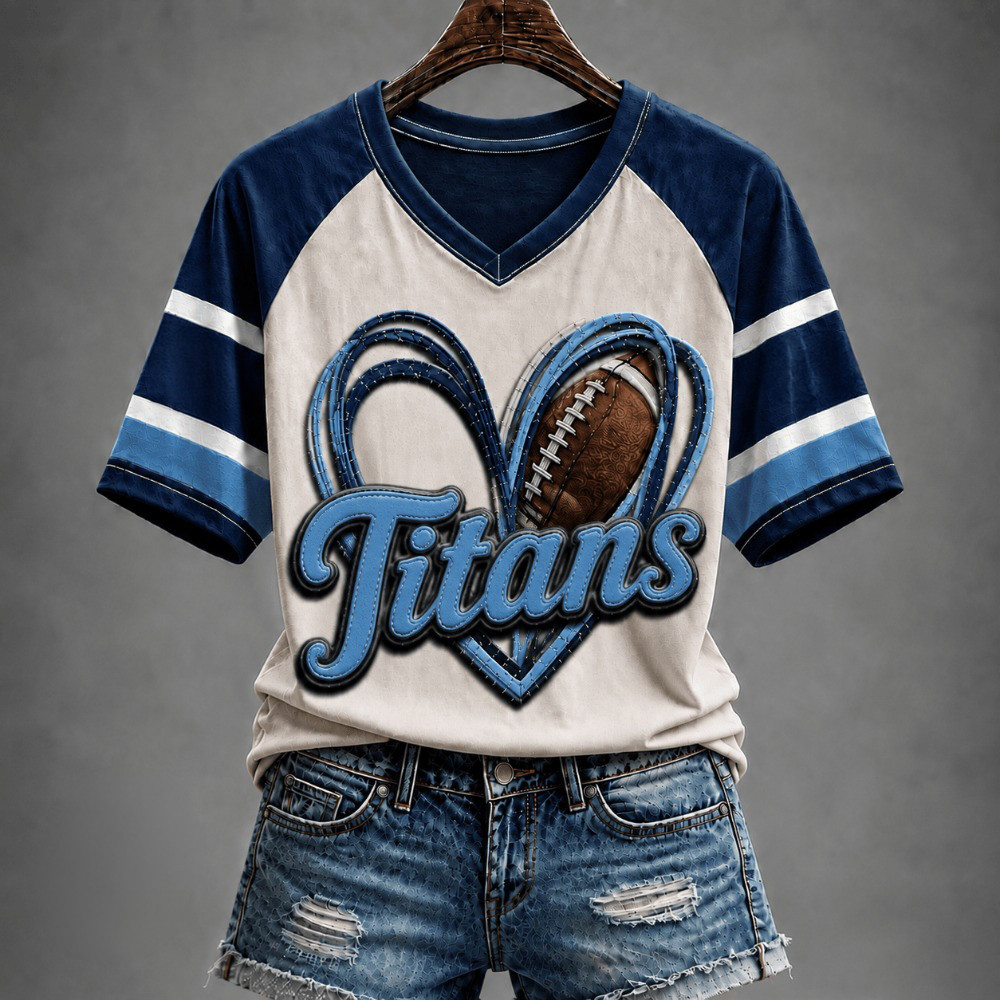 Tennessee Titans Merch Titans Football Heart V-Neck Shirt Football Lover Gift For Her 1 - Unicasport Tennessee Titans Merch Titans Football Heart V-Neck Shirt Football Lover Gift For Her