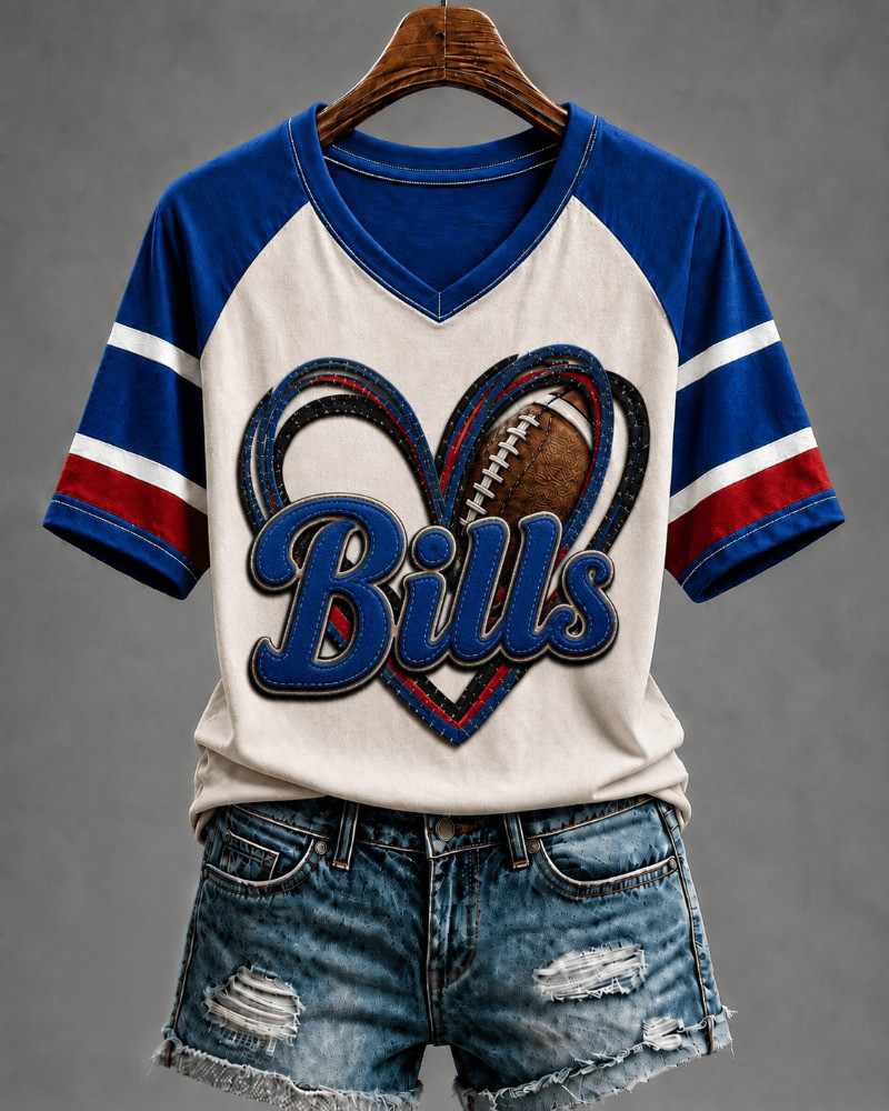 Buffalo Bills Merch Bills Football Heart V-Neck Shirt Football Fan Gift For Her 1 - Unicasport Buffalo Bills Merch Bills Football Heart V-Neck Shirt Football Fan Gift For Her