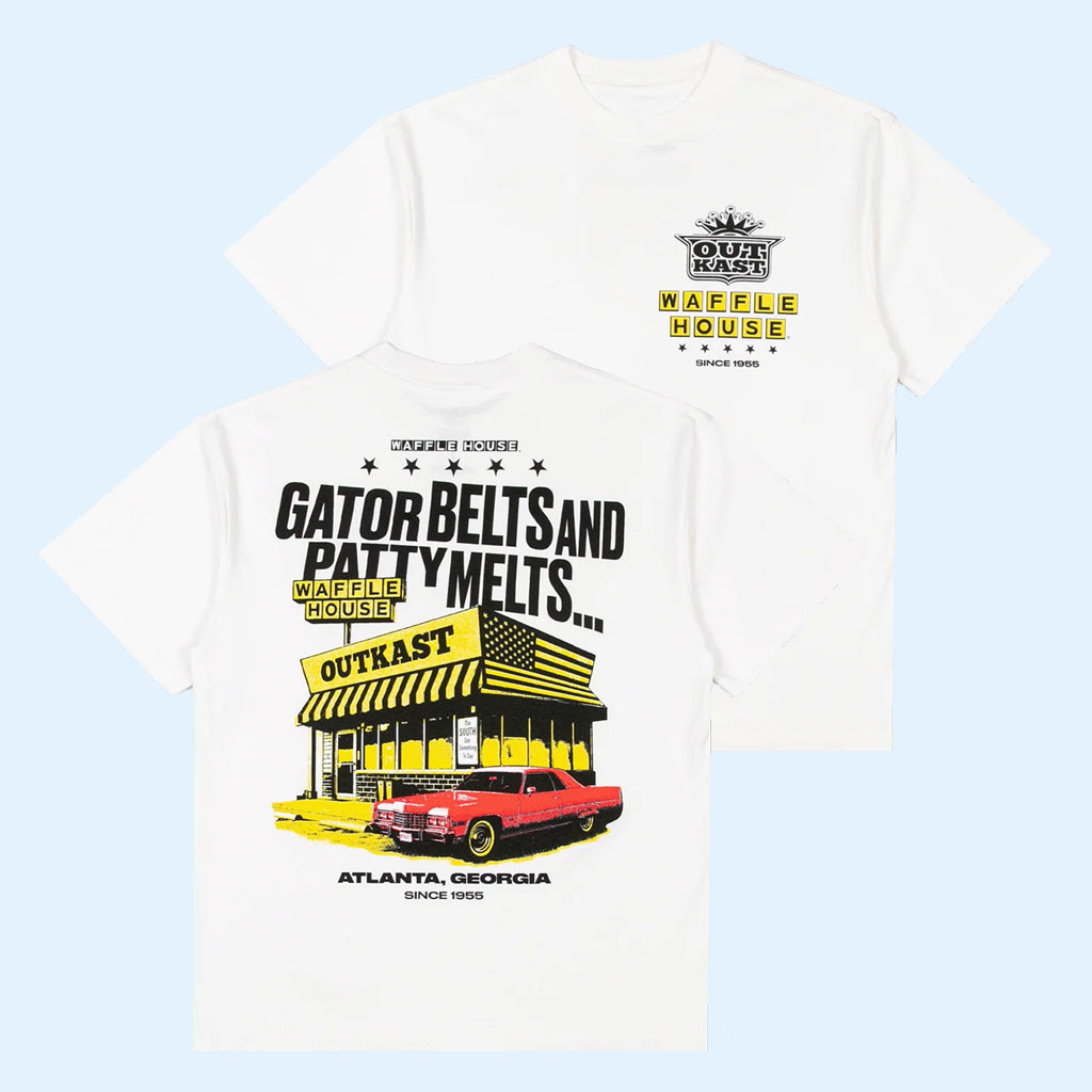 Outkast X Waffle House Merch 2026 Store Front White T-Shirt Gifts For Hip Hop Lovers