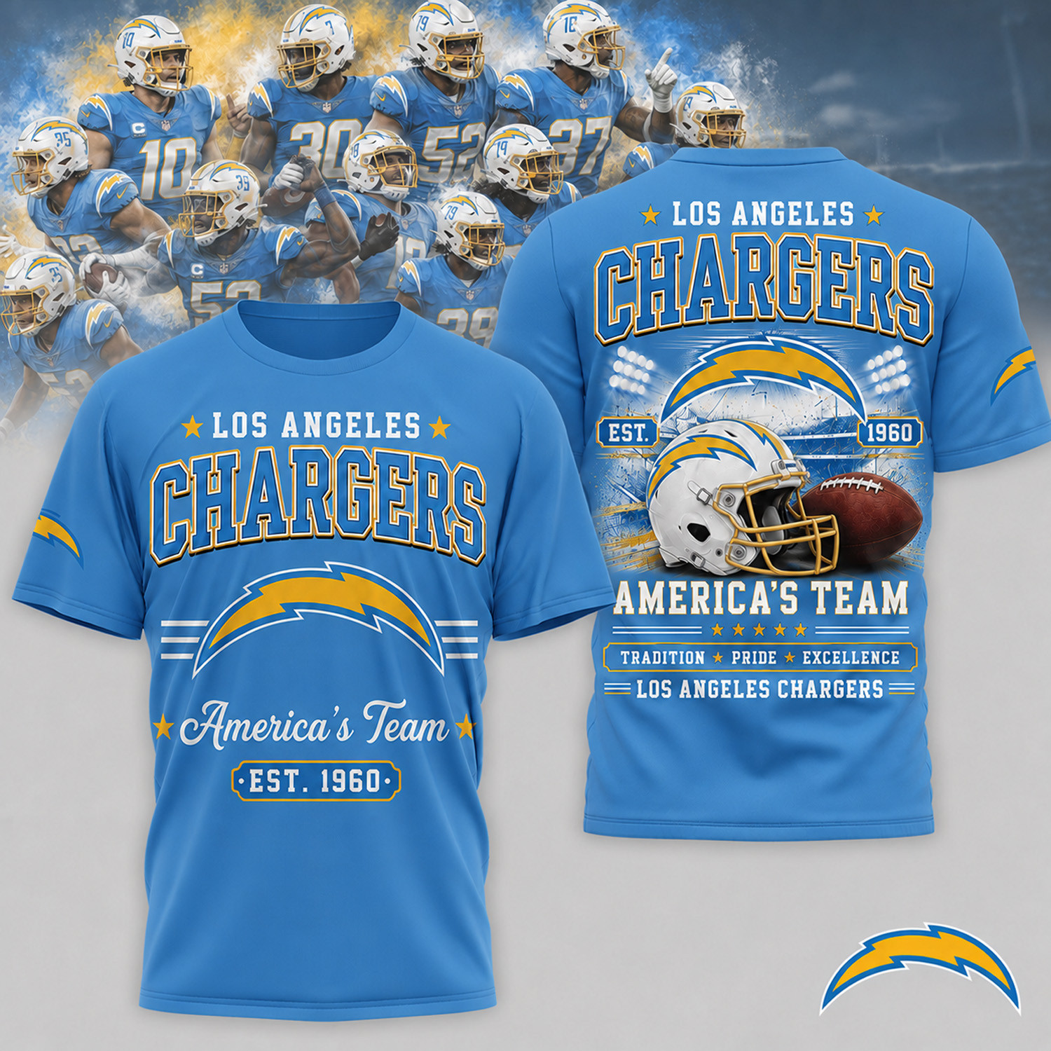 Los Angeles Chargers Merch Chargers America's Team T-Shirt Gift Ideas For Football Lovers 1 - Unicasport Los Angeles Chargers Merch Chargers America's Team T-Shirt Gift Ideas For Football Lovers