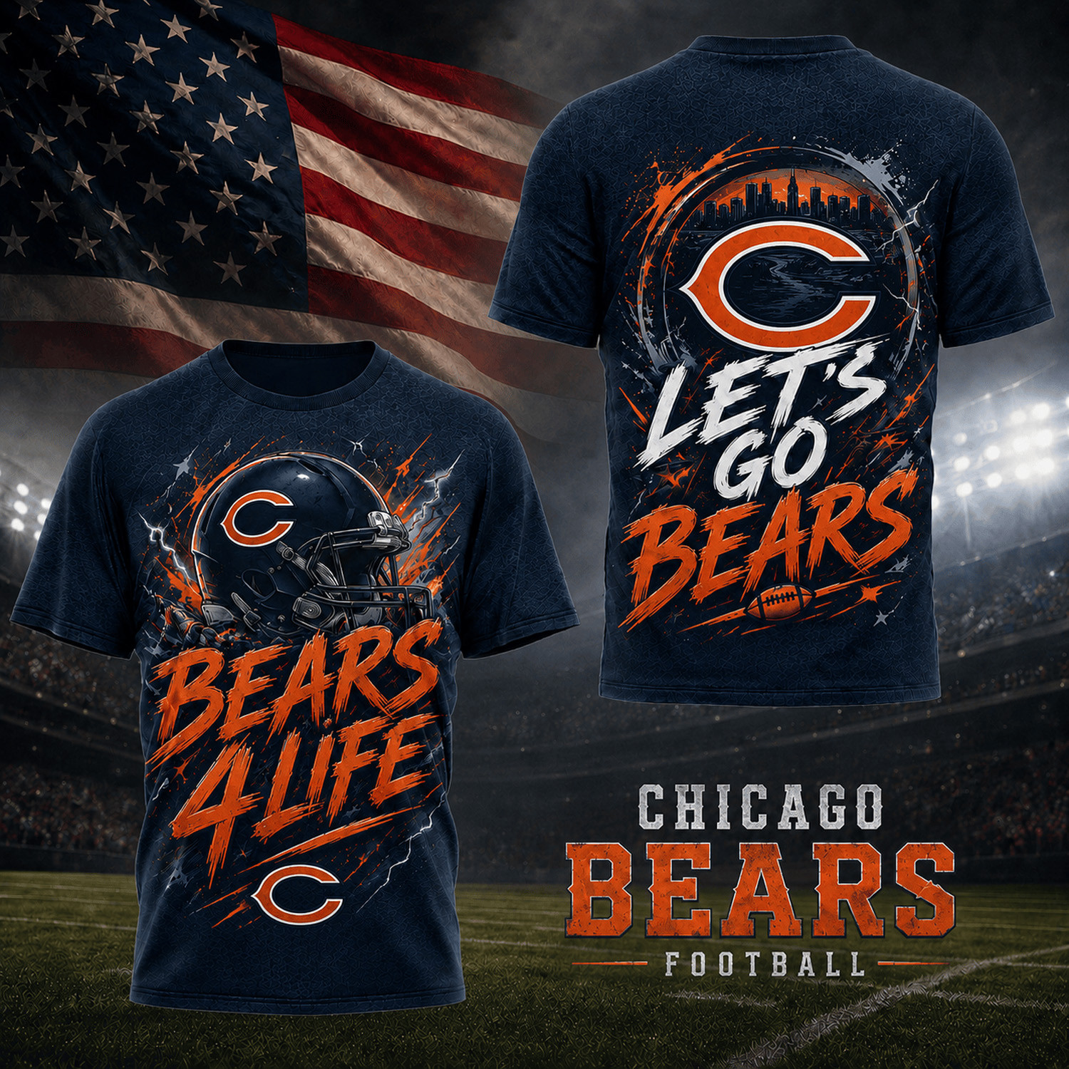 Chicago Bears Merch Bears 4 Life T-Shirt Gameday Apparel Gift For Football Lovers 1 - Unicasport Chicago Bears Merch Bears 4 Life T-Shirt Gameday Apparel Gift For Football Lovers