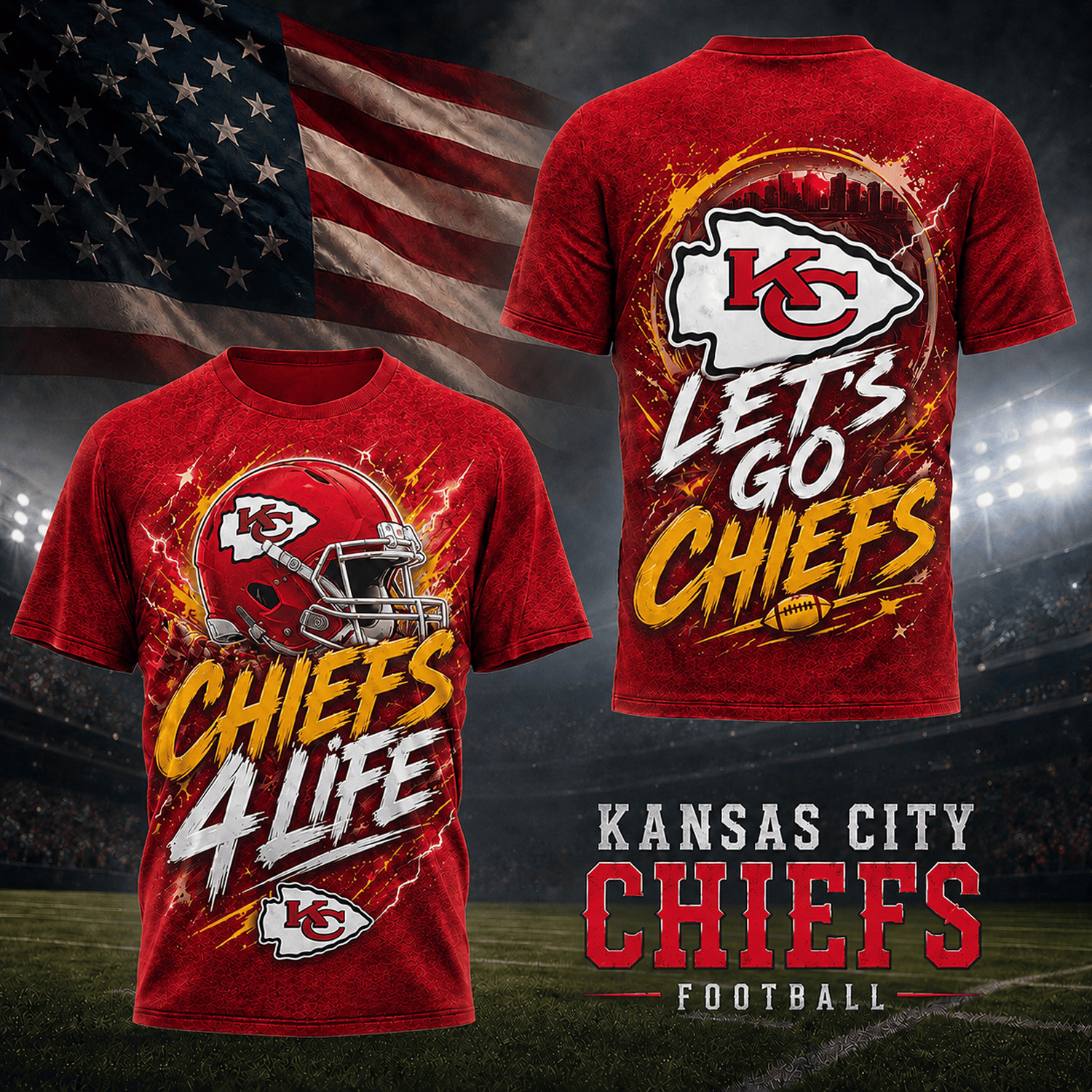Kansas City Chiefs Merch Chiefs 4 Life T-Shirt Gameday Apparel Best Gifts For Football Fans 1 - Unicasport Kansas City Chiefs Merch Chiefs 4 Life T-Shirt Gameday Apparel Best Gifts For Football Fans