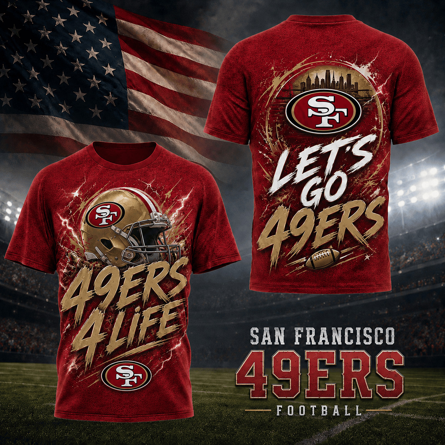 San Francisco 49ers Merch 49ers 4 Life T-Shirt Gameday Apparel Gifts For Football Fans 1 - Unicasport San Francisco 49ers Merch 49ers 4 Life T-Shirt Gameday Apparel Gifts For Football Fans