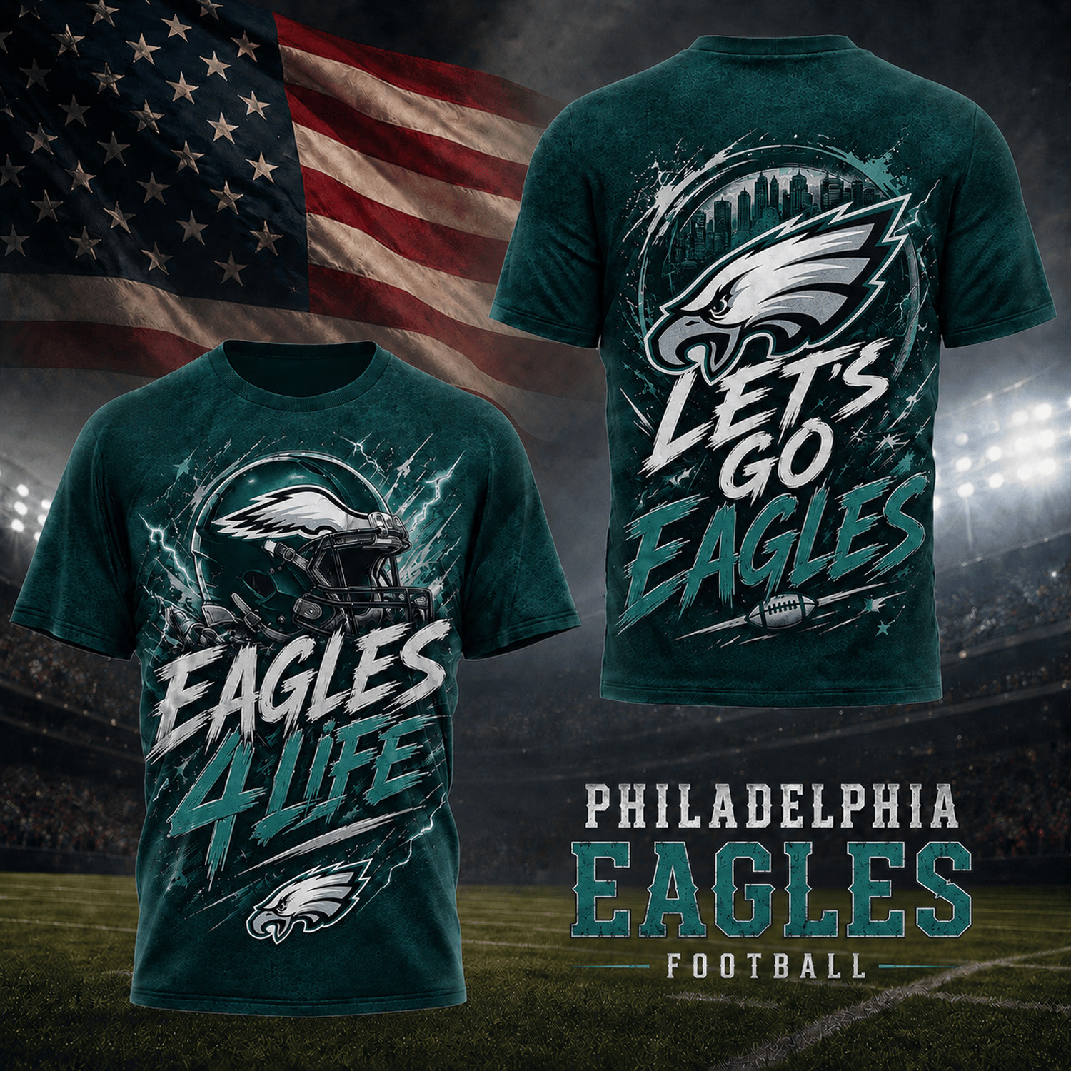 Philadelphia Eagles Merch Eagles 4 Life T-Shirt Gameday Apparel Gifts For Football Fans 1 - Unicasport Philadelphia Eagles Merch Eagles 4 Life T-Shirt Gameday Apparel Gifts For Football Fans