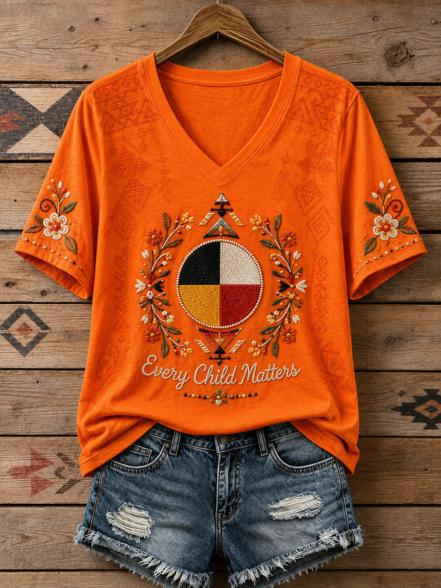 Every Child Matters V-Neck T-Shirt Orange Shirt Day Clothes Supports Gift For Women 1 - Unicasport Every Child Matters V-Neck T-Shirt Orange Shirt Day Clothes Supports Gift For Women
