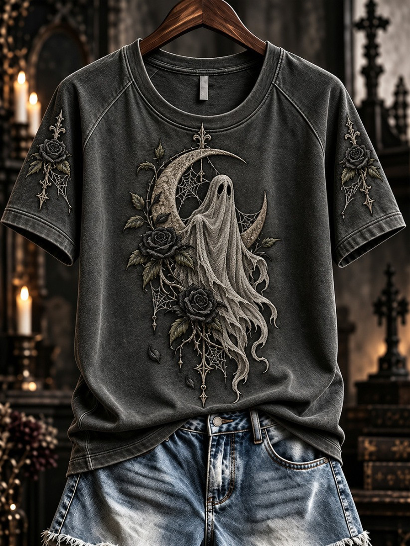 Vintage Halloween Gothic Rose Skull T-Shirt Fun Halloween Gifts For Adults 1 - Unicasport Vintage Halloween Gothic Rose Skull T-Shirt Fun Halloween Gifts For Adults