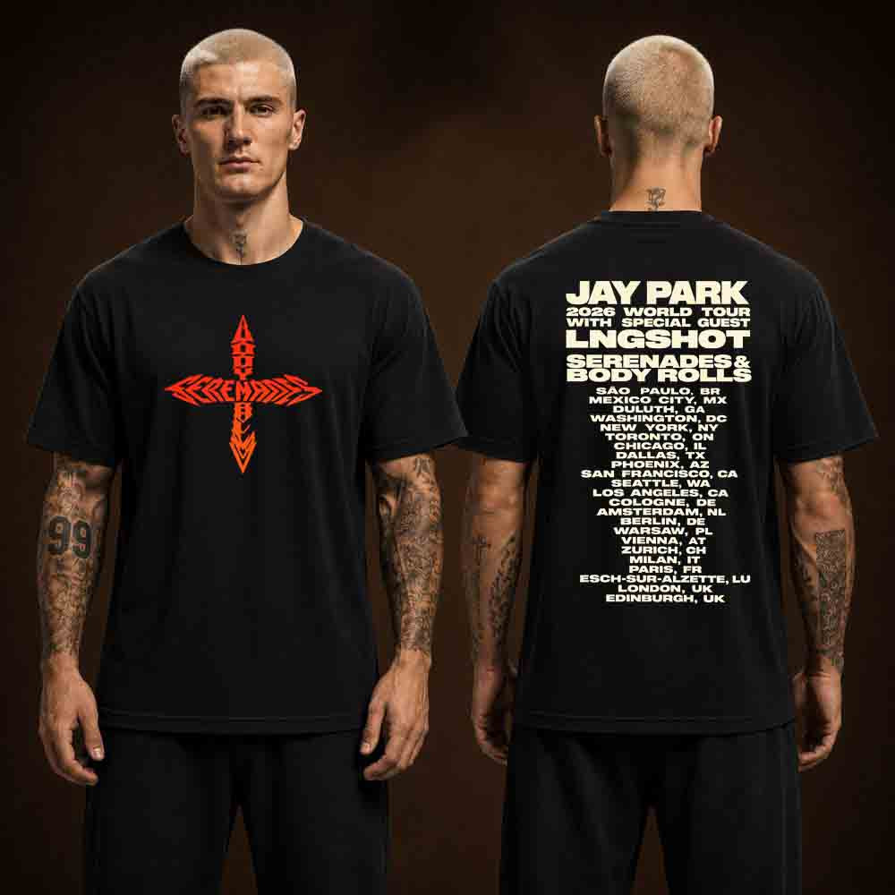 Jay Park Merch 2026 World Tour Serenades And Body Rolls Routing Black T-Shirt Fans Gear 1 - Unicasport Jay Park Merch 2026 World Tour Serenades And Body Rolls Routing Black T-Shirt Fans Gear