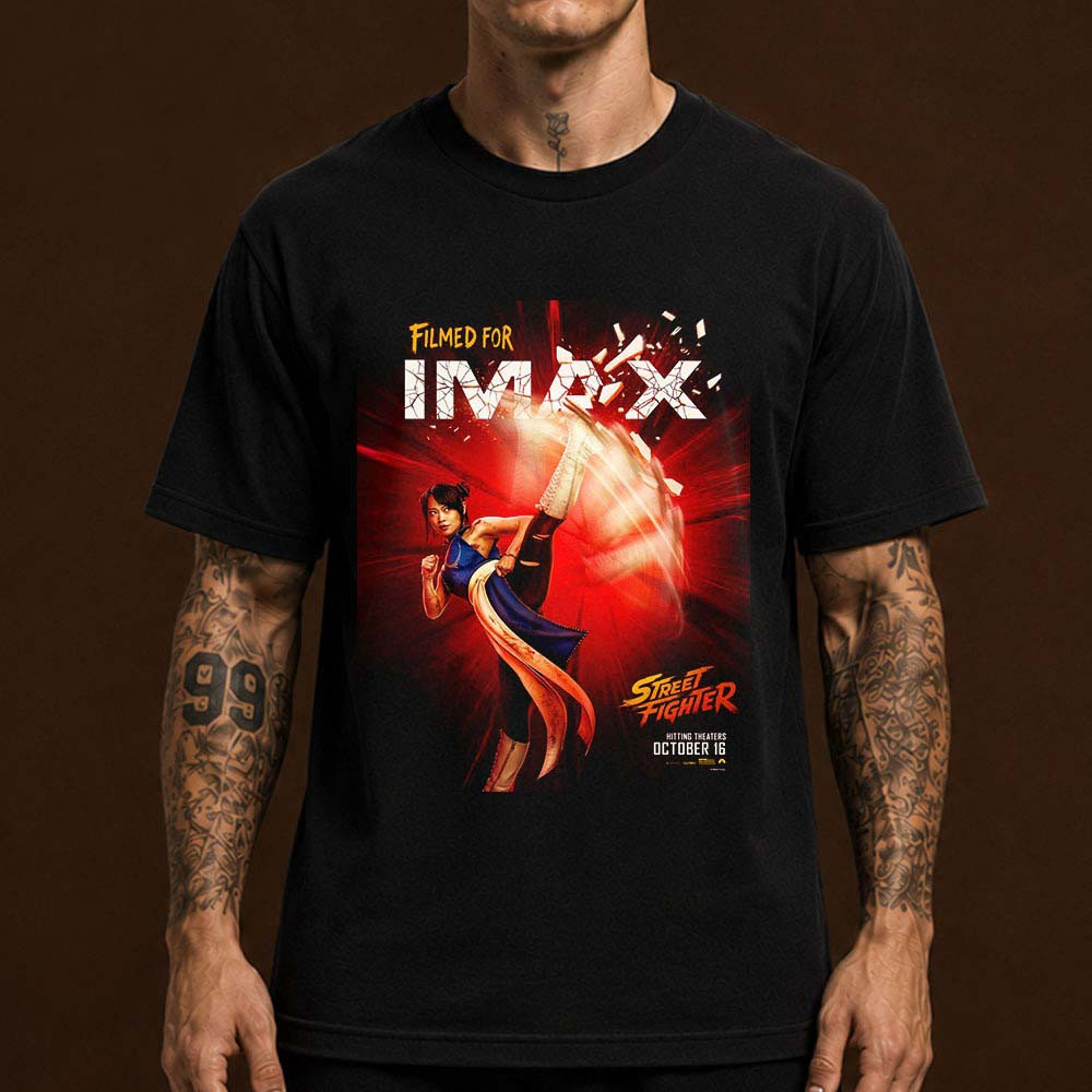 Street Fighter Merch 2026 Movie Filmed For IMAX Chun Li Poster Hitting Theaters T-Shirt Fans Gear 1 - Unicasport Street Fighter Merch 2026 Movie Filmed For IMAX Chun Li Poster Hitting Theaters T-Shirt Fans Gear