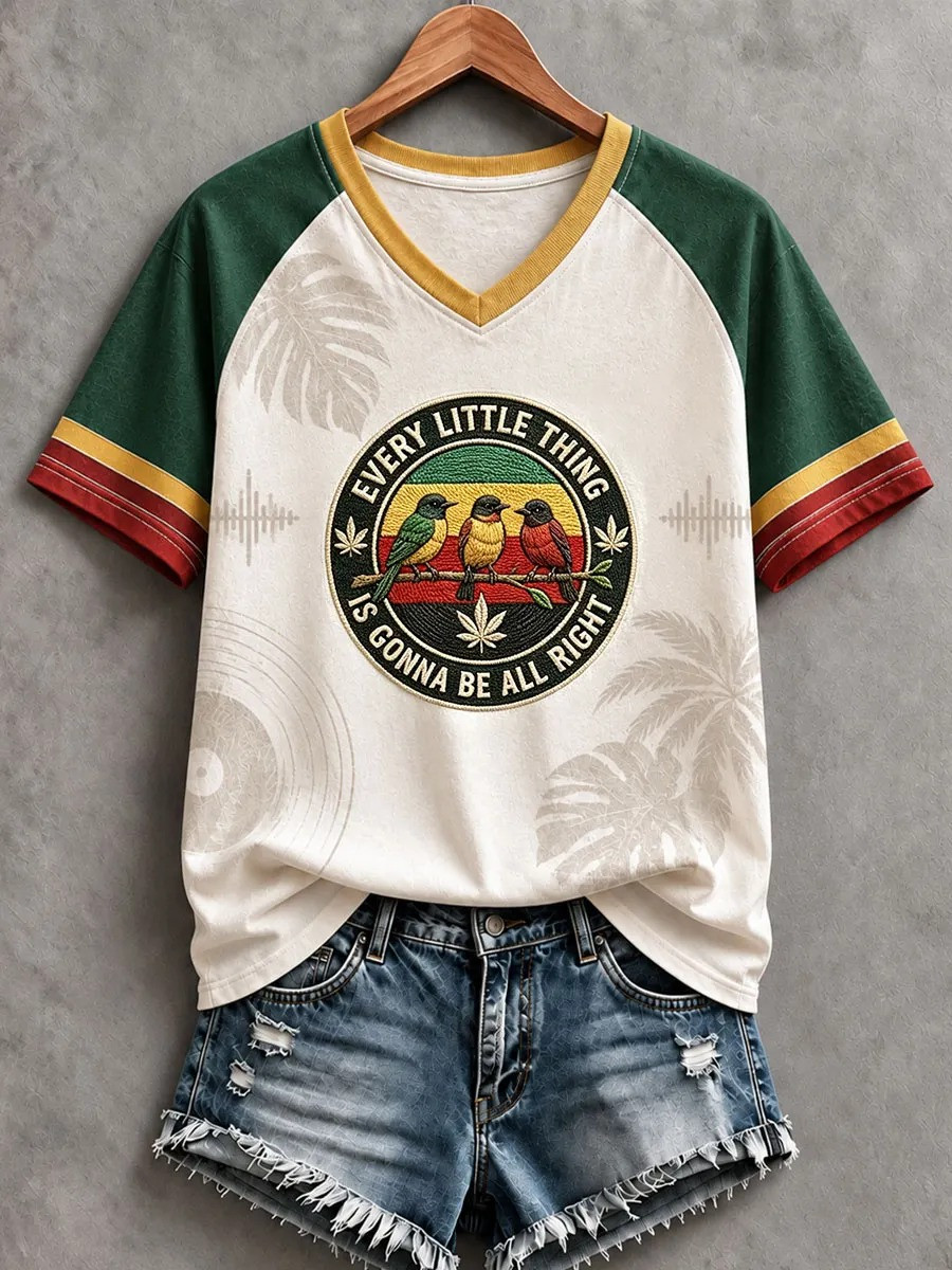 Every Little Thing Is Gonna Be All Right V-Neck Shirt Black History Month Apparel Ideas 1 - Unicasport Every Little Thing Is Gonna Be All Right V-Neck Shirt Black History Month Apparel Ideas
