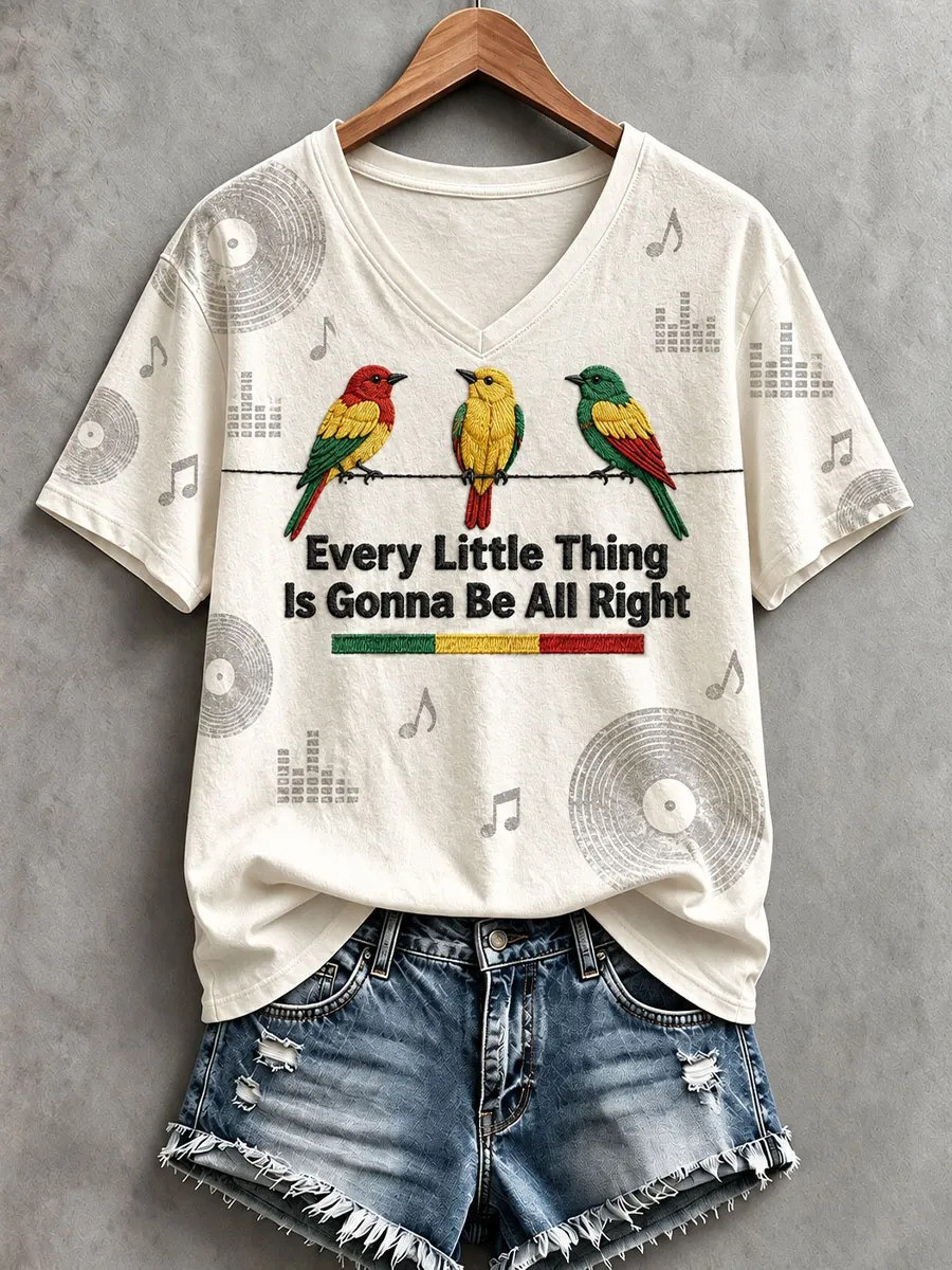 Every Little Thing Is Gonna Be All Right V-Neck Shirt Reggae Inspired Attire Music Lover Gift 1 - Unicasport Every Little Thing Is Gonna Be All Right V-Neck Shirt Reggae Inspired Attire Music Lover Gift