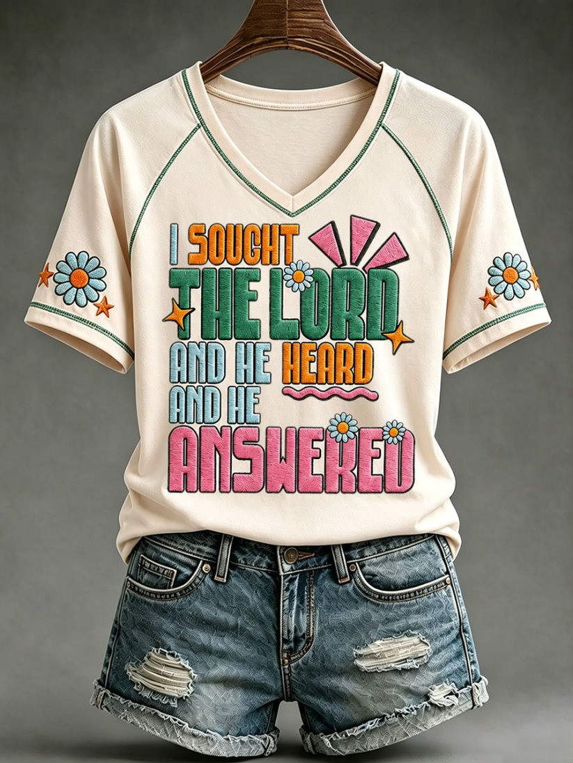 I Sought The Lord And He Heard And He Answered V-Neck T-Shirt Halloween Apparel Gift 1 - Unicasport I Sought The Lord And He Heard And He Answered V-Neck T-Shirt Halloween Apparel Gift