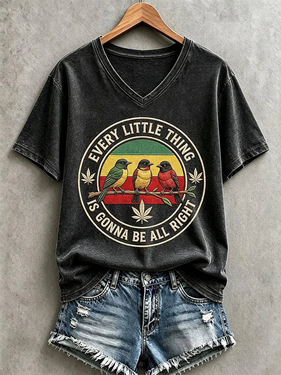 Every Little Thing Is Gonna Be All Right V-Neck Shirt Reggae Music Outfit Gift For Music Lover 1 - Unicasport Every Little Thing Is Gonna Be All Right V-Neck Shirt Reggae Music Outfit Gift For Music Lover