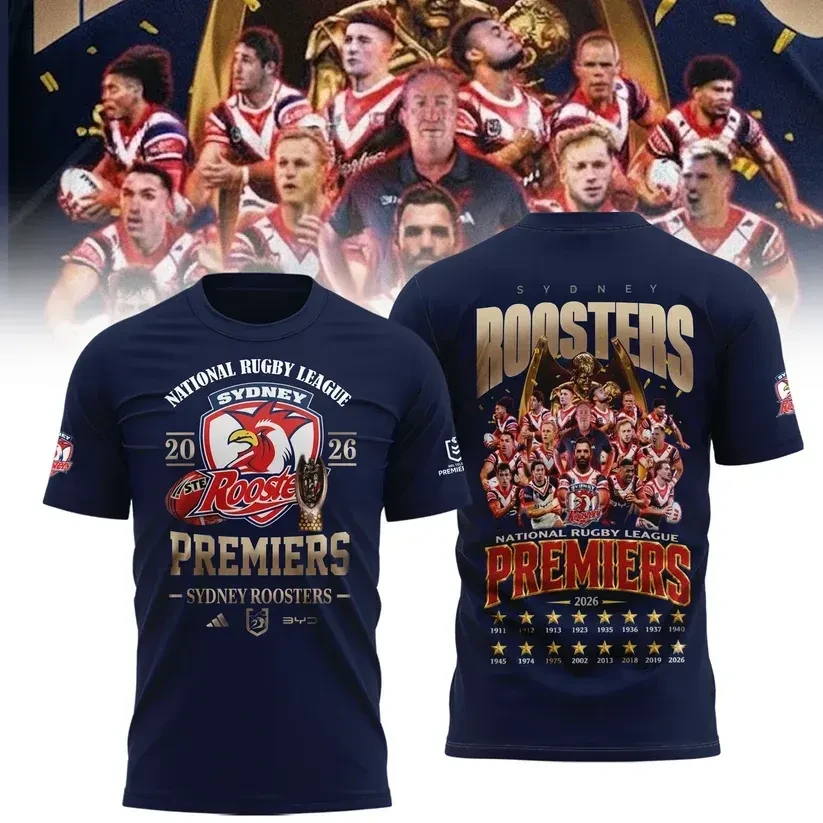 Sydney Roosters NRL Premiers 2026 Signed T-Shirt Sydney Roosters Merch Fan Gears 1 - Unicasport Sydney Roosters NRL Premiers 2026 Signed T-Shirt Sydney Roosters Merch Fan Gears