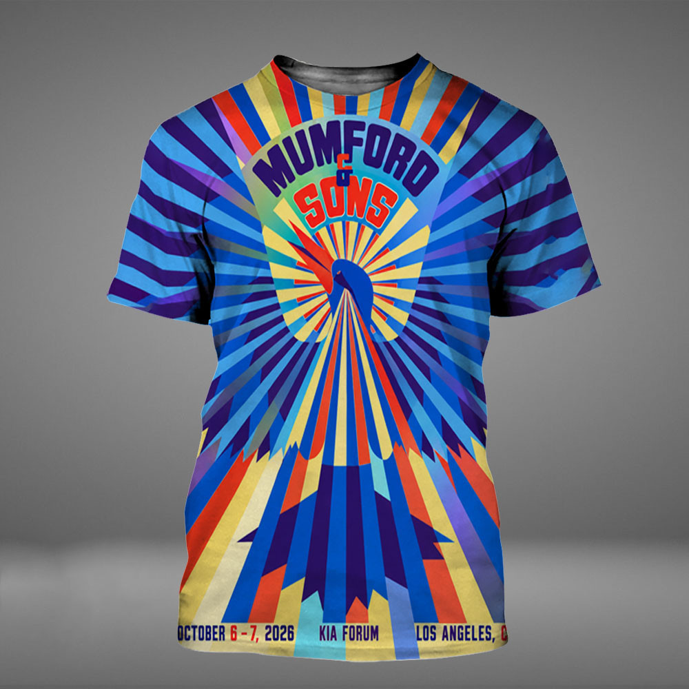 Mumford And Sons Prizefighter Tour Los Angeles CA 2026 Event Poster T-Shirt Mumford And Sons Clothing Fan Gifts