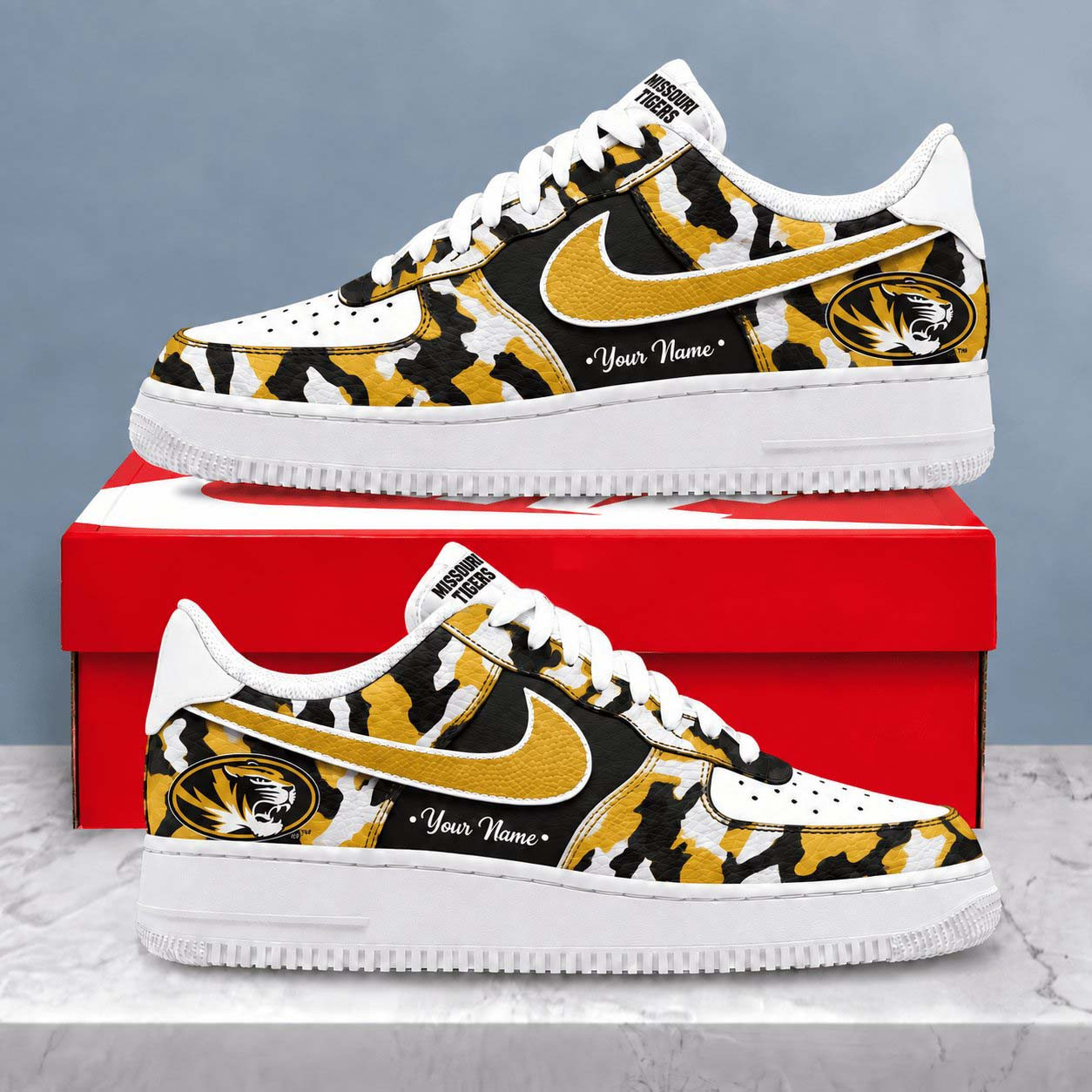 Custom Missouri Tigers Merch Camo Shoes Personalized NCAA Sneakers Tigers Fans Gifts