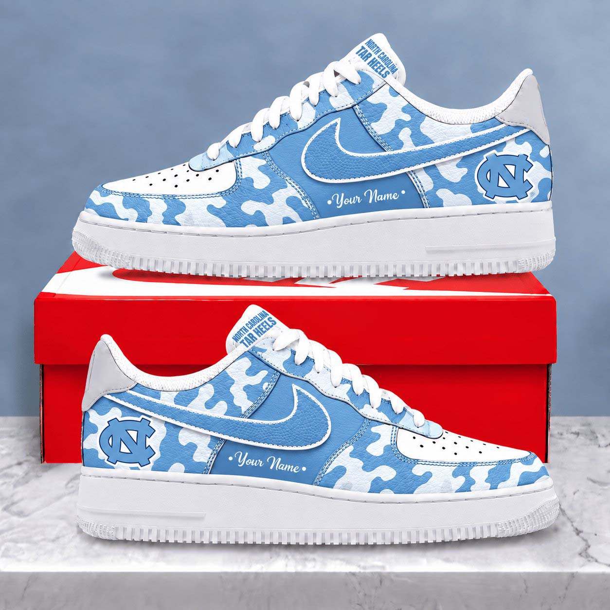 Personalized North Carolina Tar Heels Merch Camo Shoes Custom NCAA Sneakers Gifts For Heels Fans