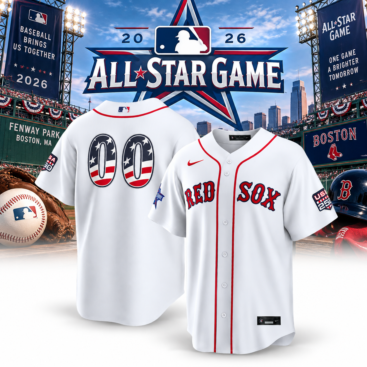 2026 All-Star Edition Stars Stripes Boston Red Sox Nike White Stadium Pick-A-Player Jersey Merch