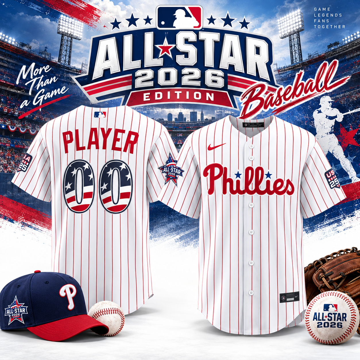 2026 All-Star Edition Stars Stripes Men Philadelphia Phillies Nike White Stadium Pick-A-Player Name or Nummer Jersey Merch