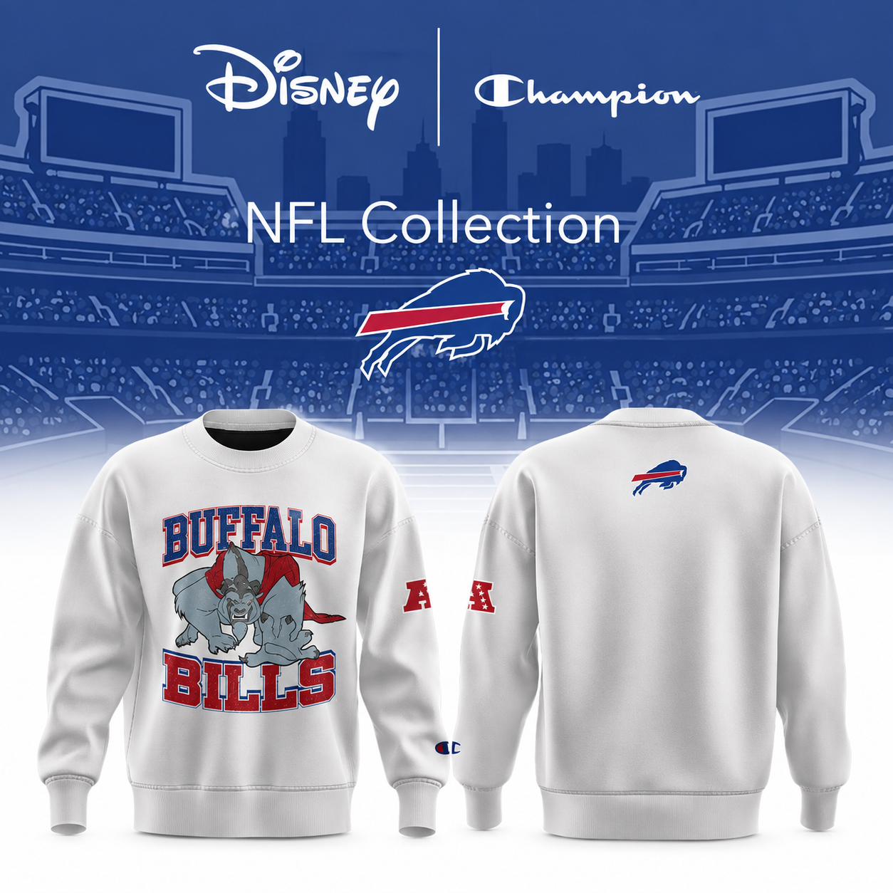 2026 Buffalo Bills Sweatshirt Merch Disney Champion NFL