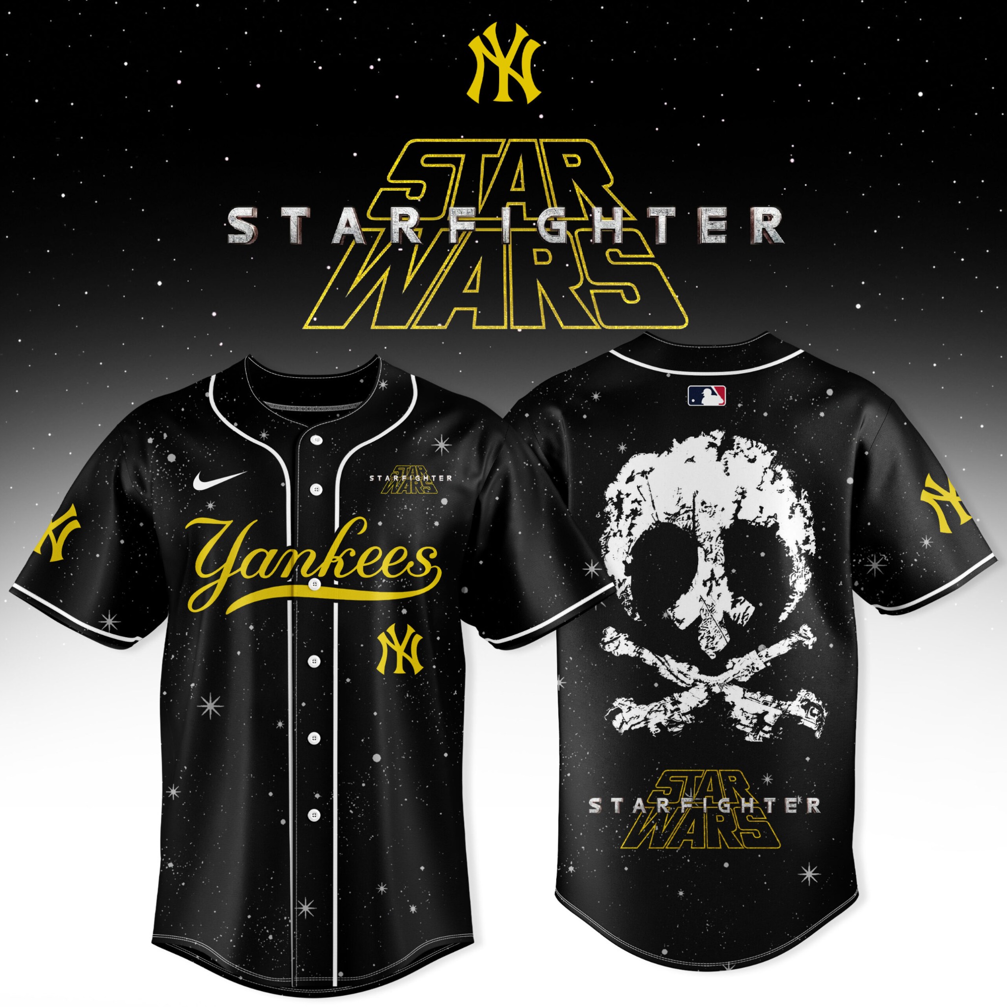 New York Yankees Star Wars Starfighter Baseball Jersey Space Inspired Game Day Shirt