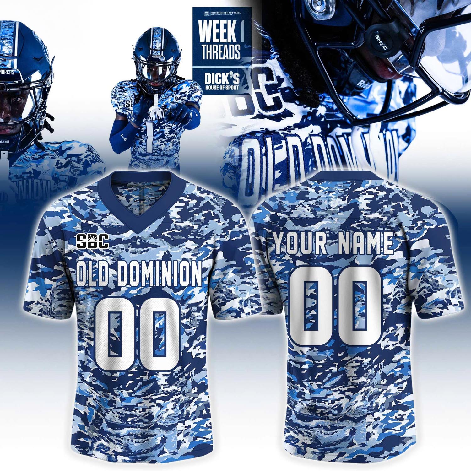 Old Dominion Football Outfitted In Honor Football Jersey College Fan Edition