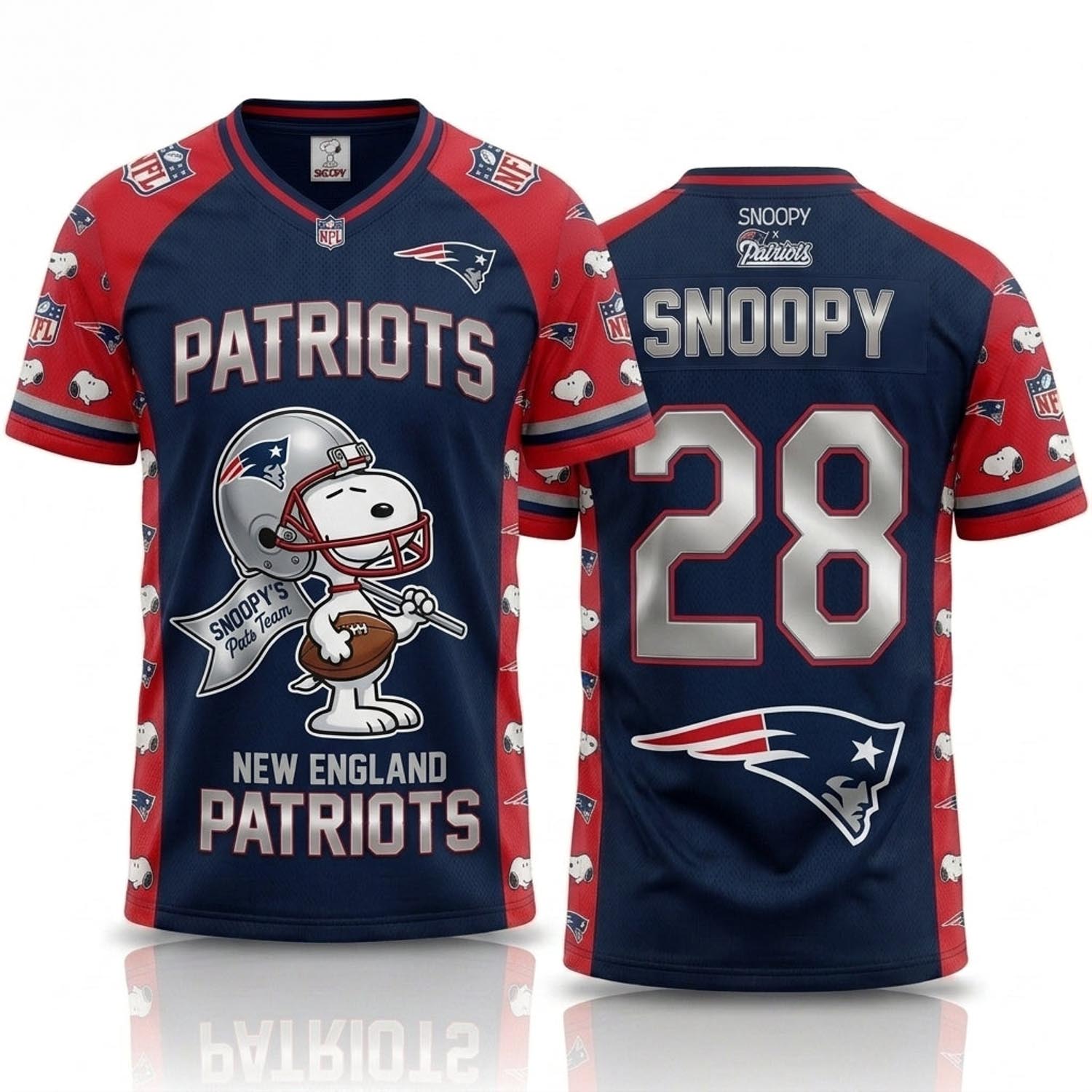 Peanuts x New England Patriots Snoopy Jersey NFL Collection Graphic Football Fan Apparel
