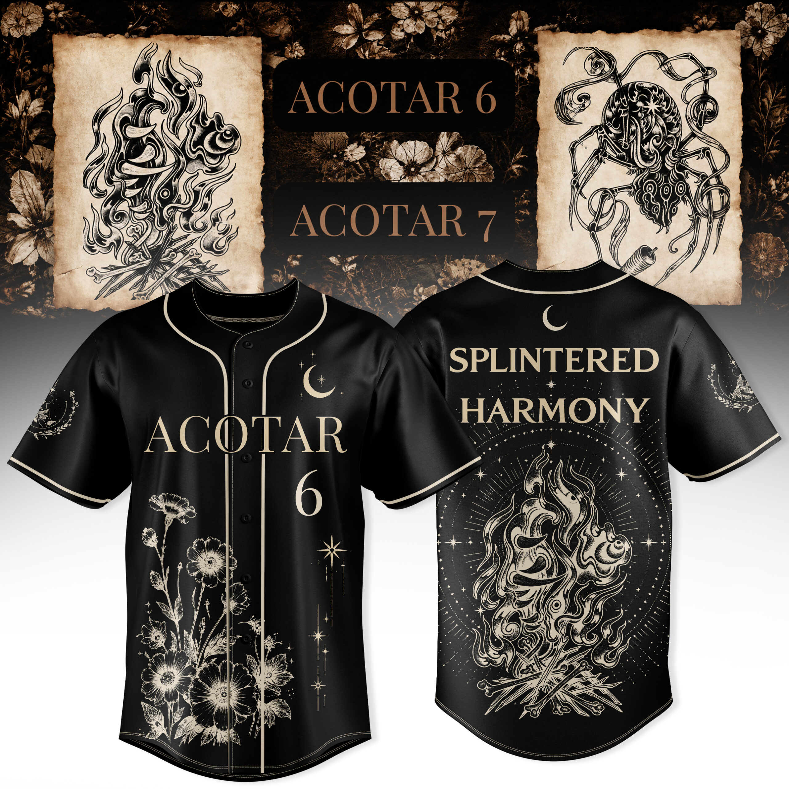 SJM Splintered Harmony 3D All Over Print Baseball Jersey Literary Fantasy Graphic Book Lover Fan Gift